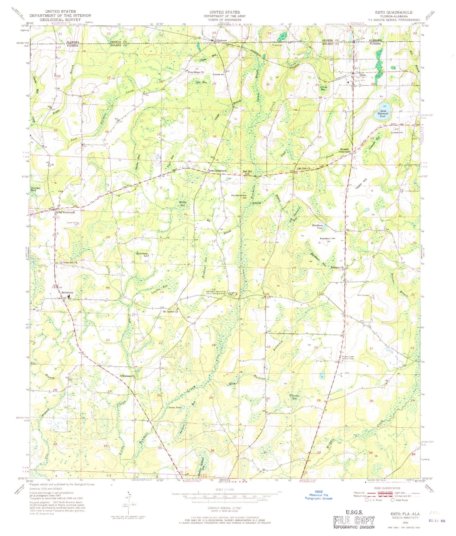 Classic USGS Esto Florida 7.5'x7.5' Topo Map Image