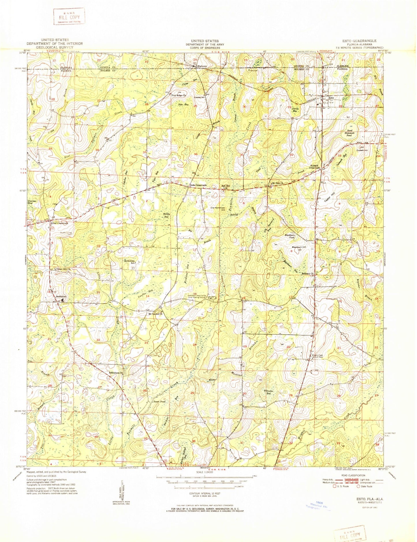 Classic USGS Esto Florida 7.5'x7.5' Topo Map Image