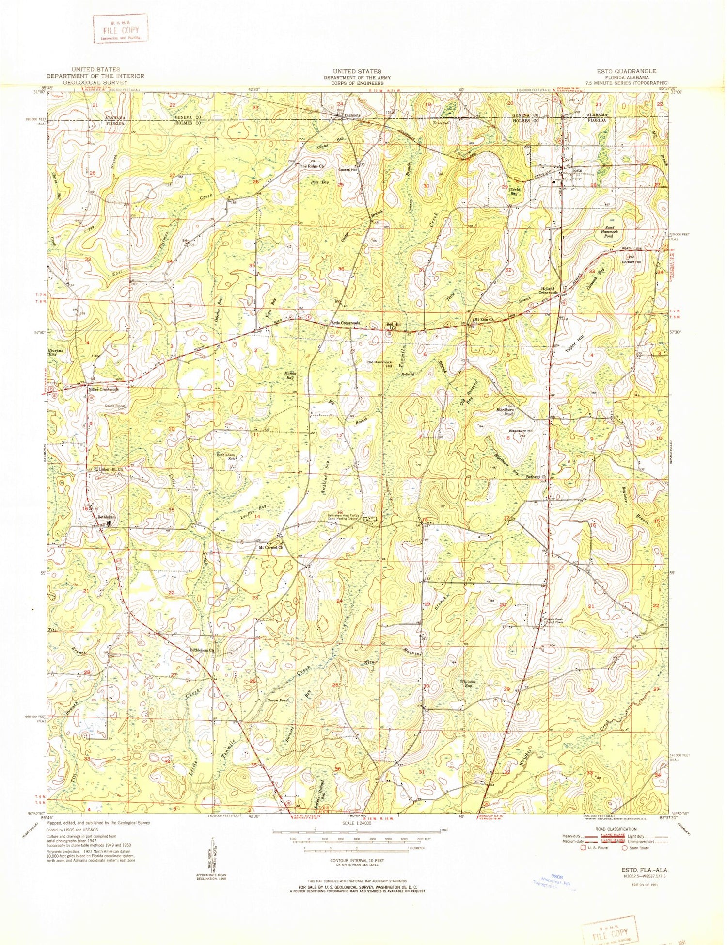 Classic USGS Esto Florida 7.5'x7.5' Topo Map Image