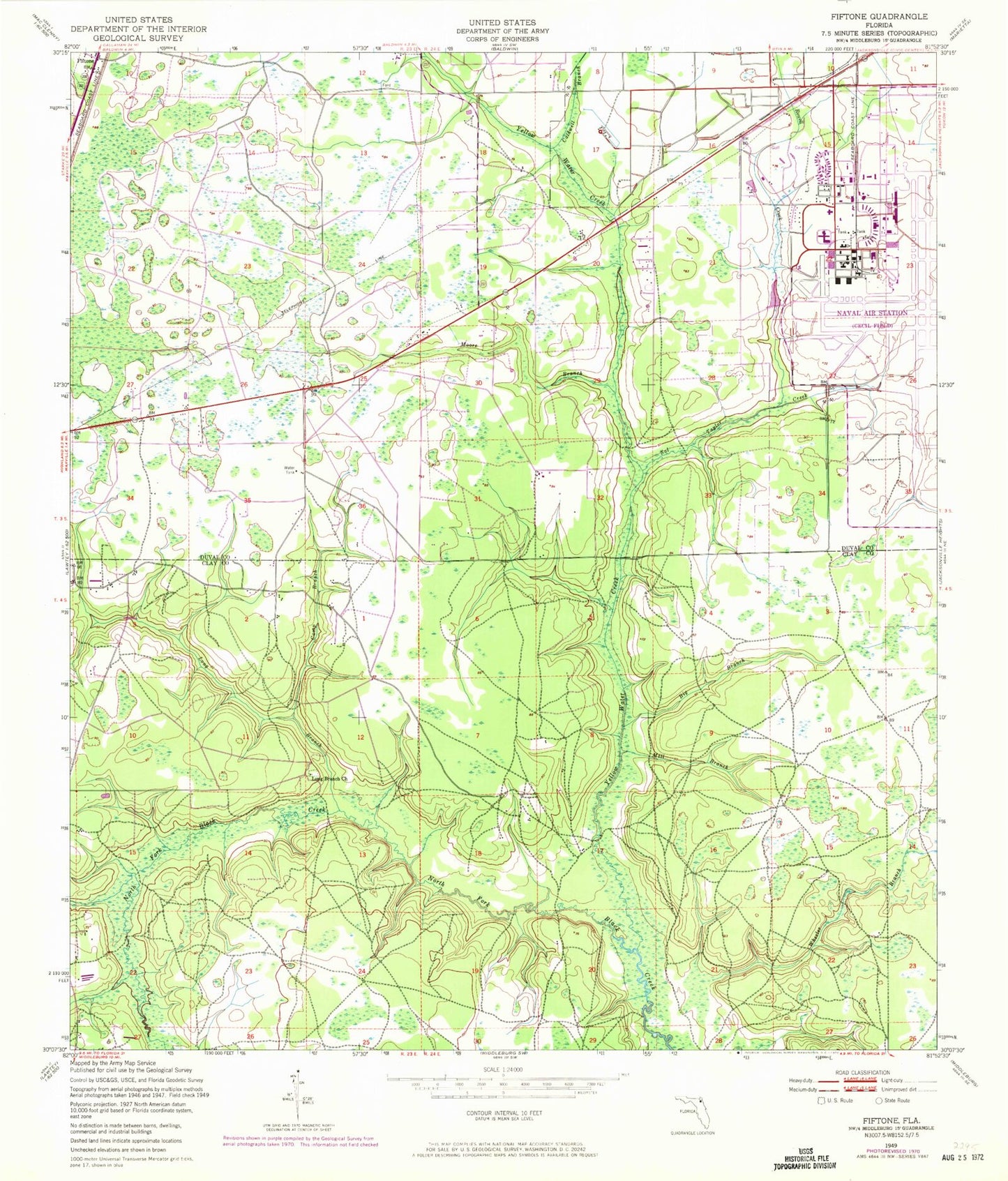 Classic USGS Fiftone Florida 7.5'x7.5' Topo Map Image