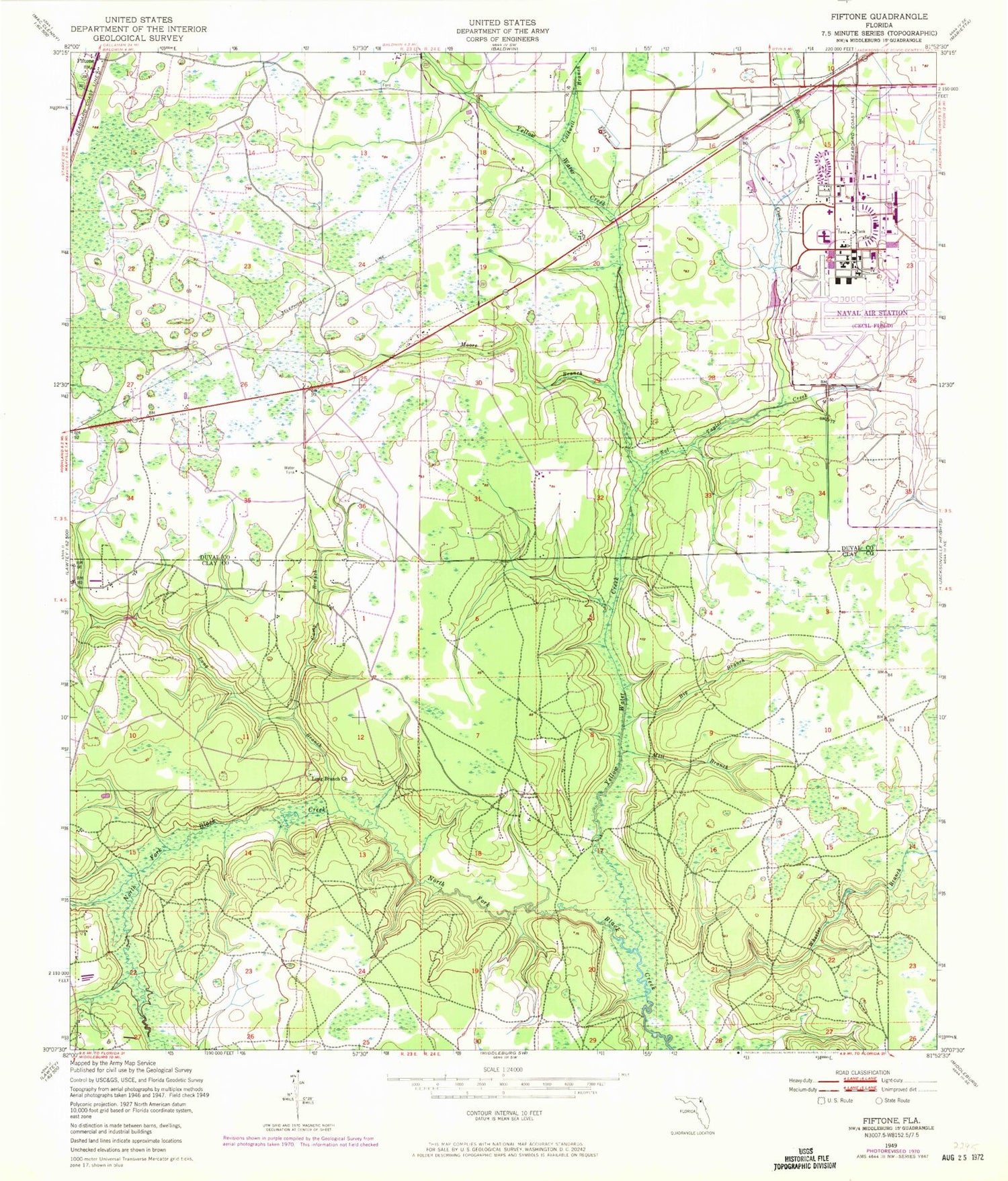 Classic USGS Fiftone Florida 7.5'x7.5' Topo Map Image