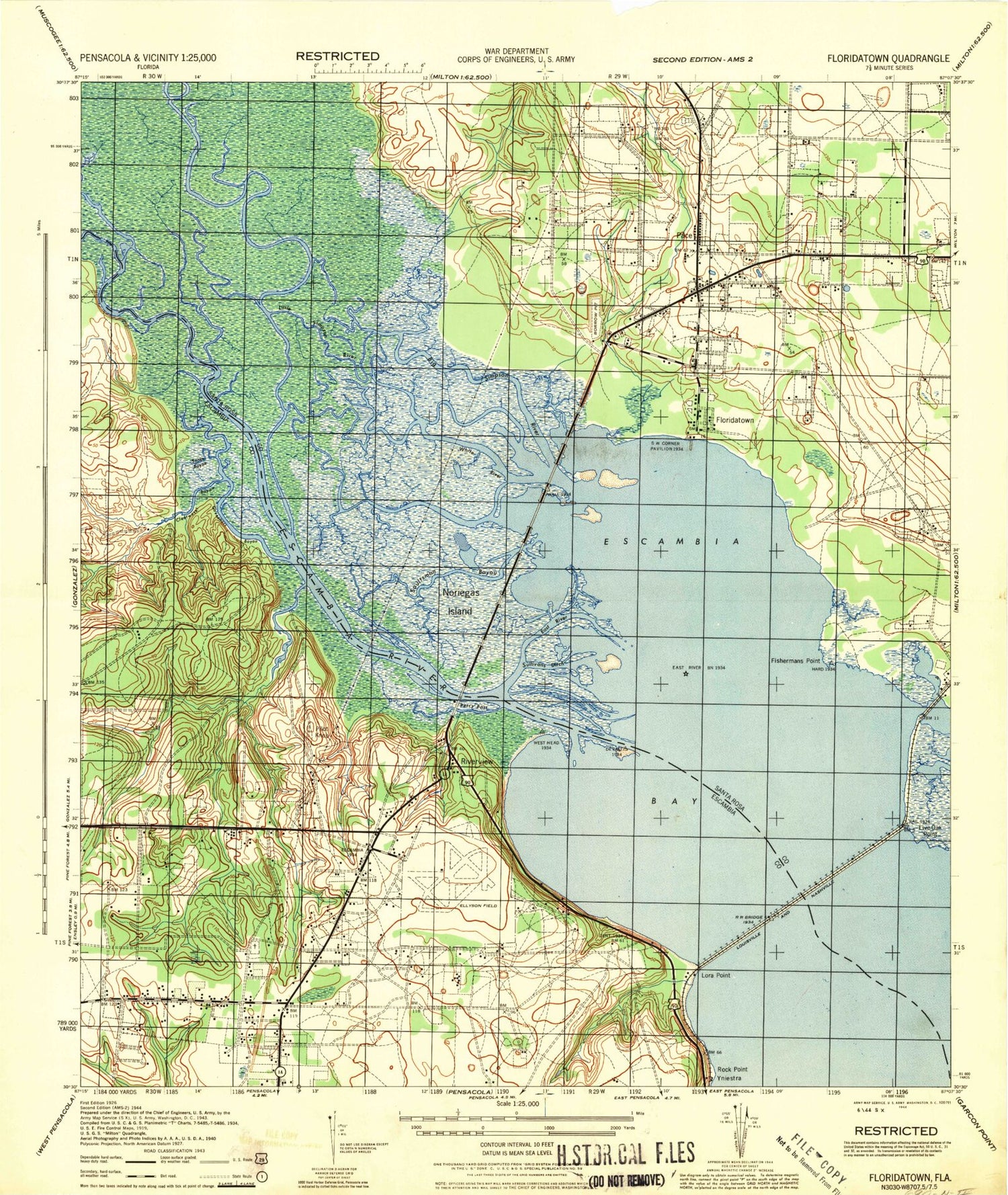 Classic USGS Pace Florida 7.5'x7.5' Topo Map Image
