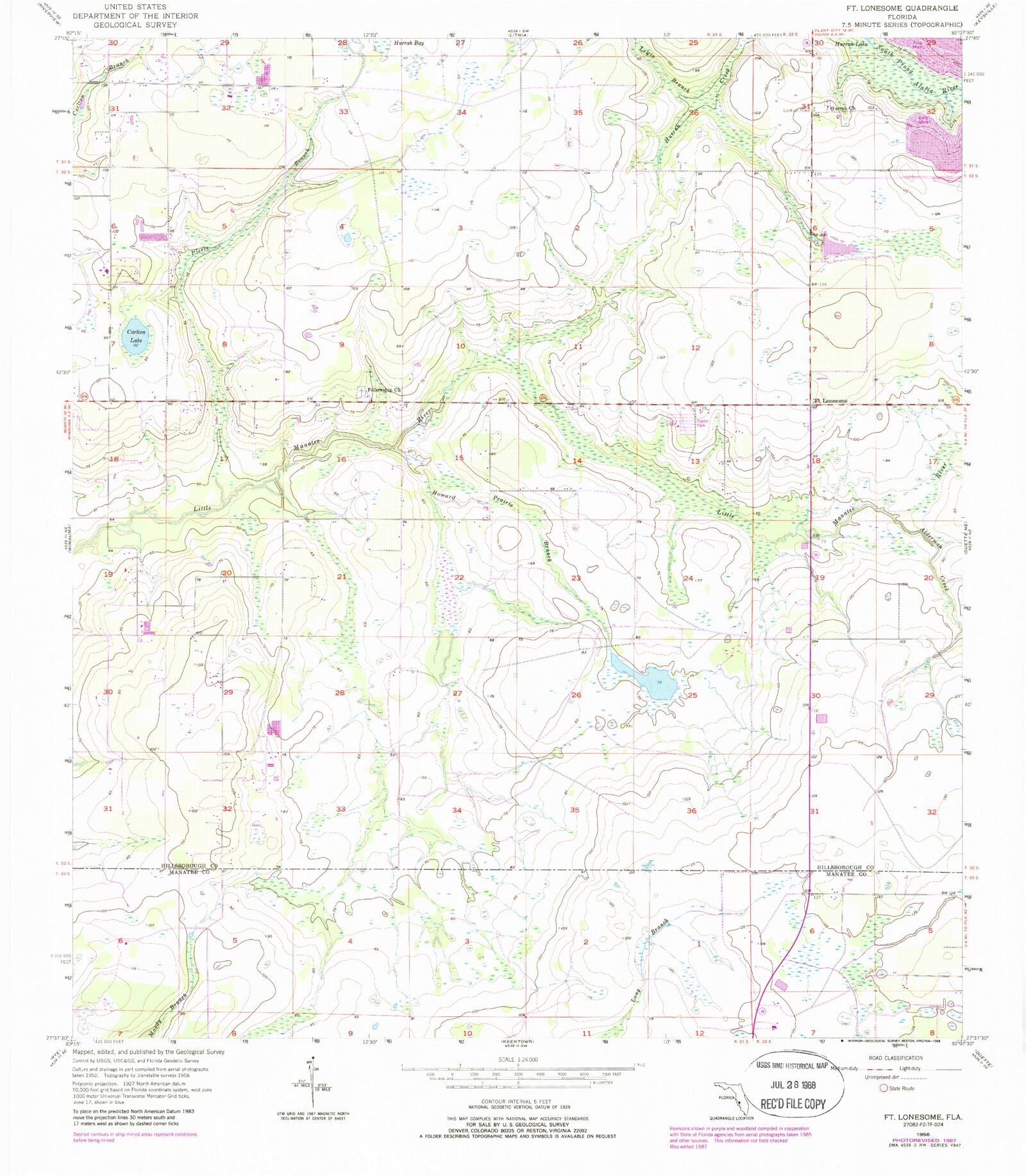 Classic USGS Fort Lonesome Florida 7.5'x7.5' Topo Map MyTopo Map Store