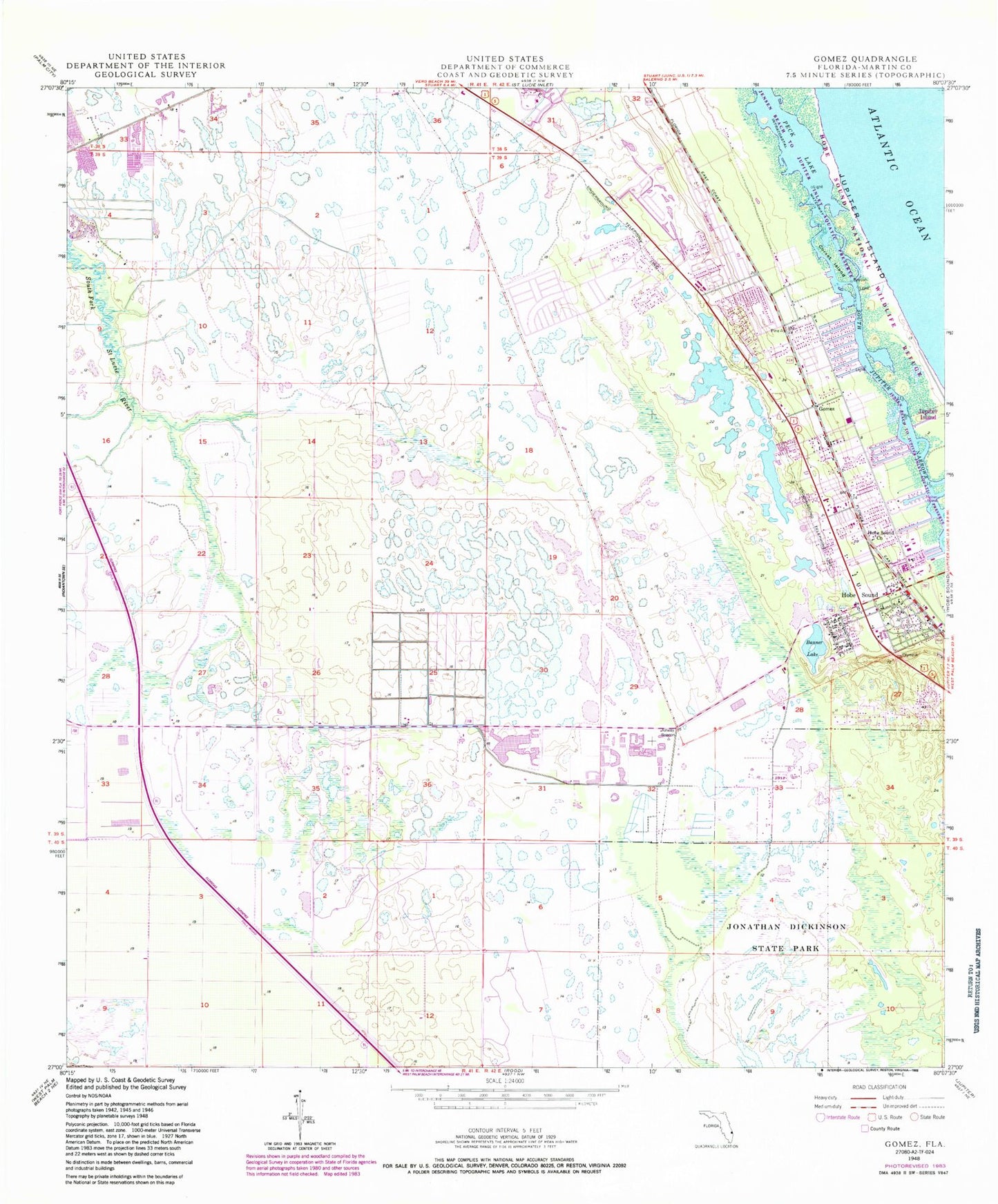 Classic USGS Gomez Florida 7.5'x7.5' Topo Map Image