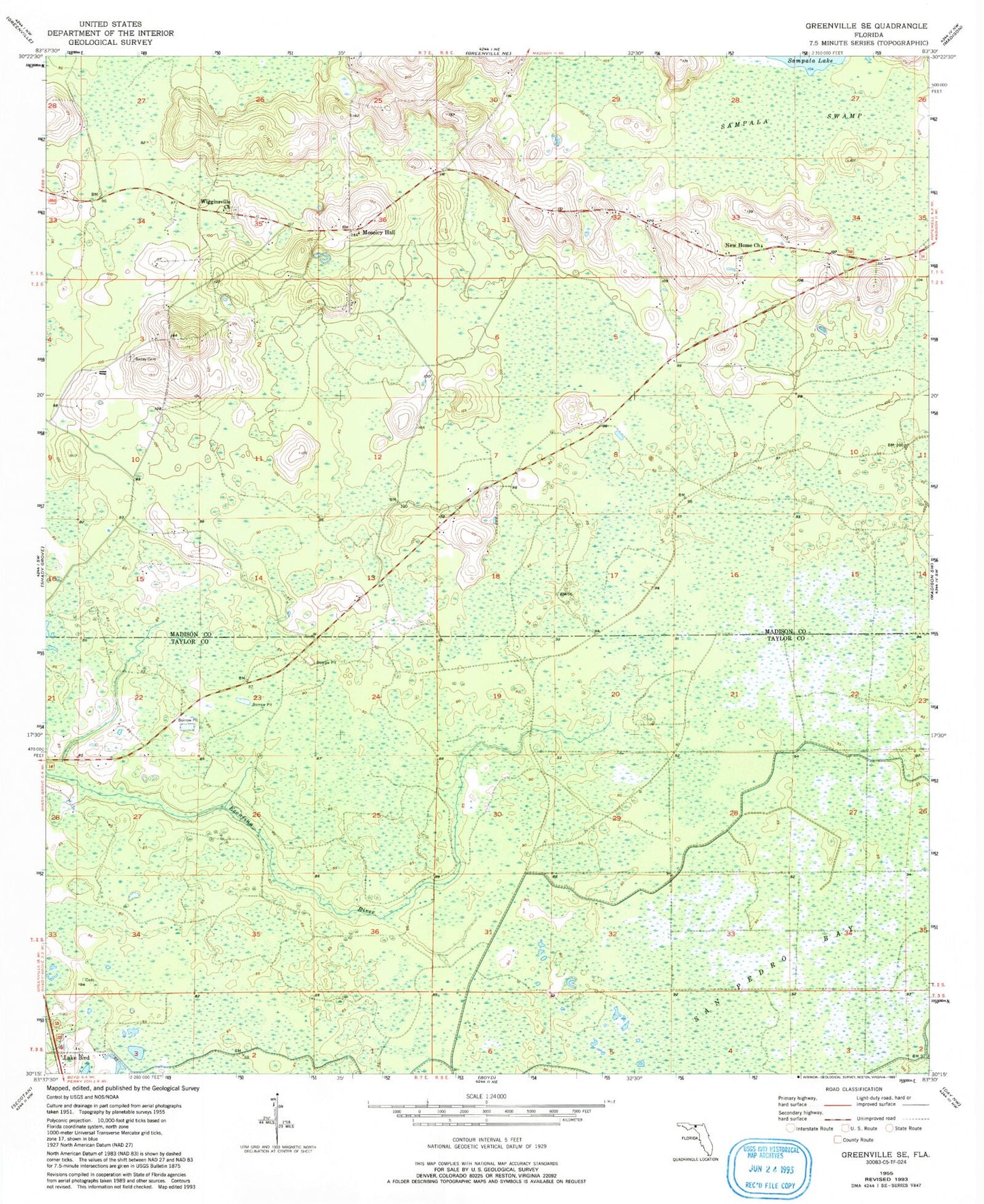 Classic USGS Greenville SE Florida 7.5'x7.5' Topo Map Image