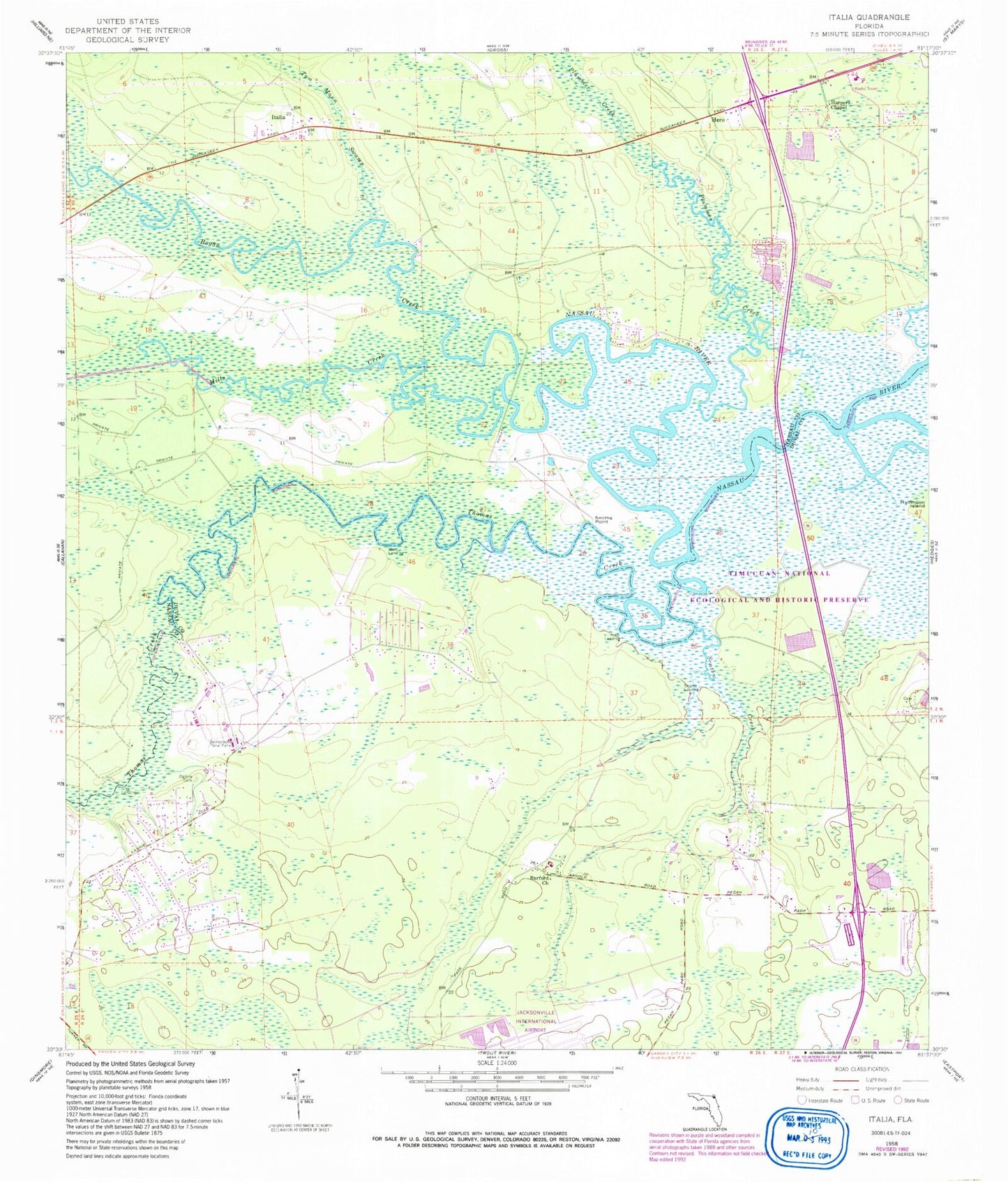 Classic USGS Italia Florida 7.5'x7.5' Topo Map Image