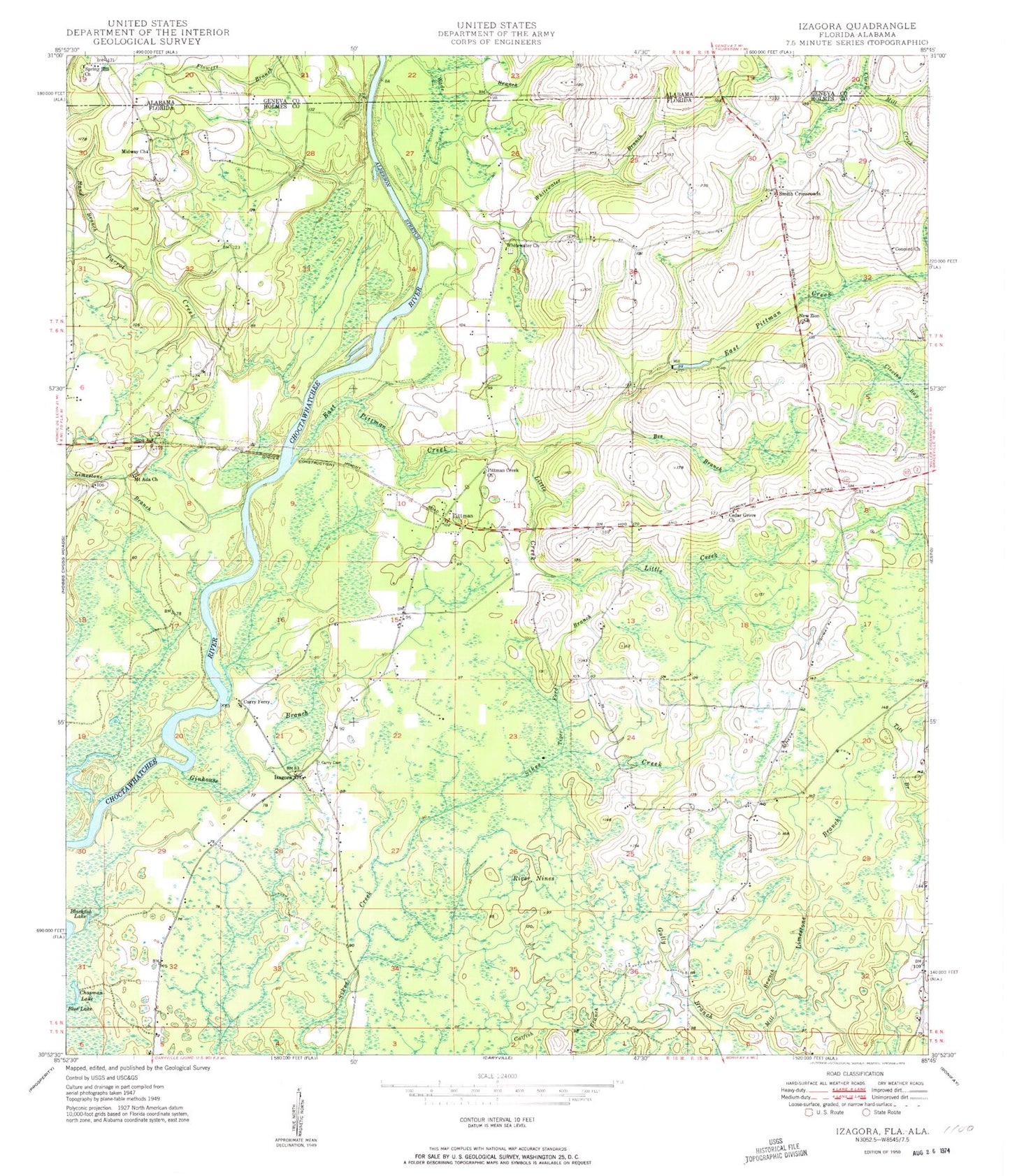 Classic USGS Izagora Florida 7.5'x7.5' Topo Map Image