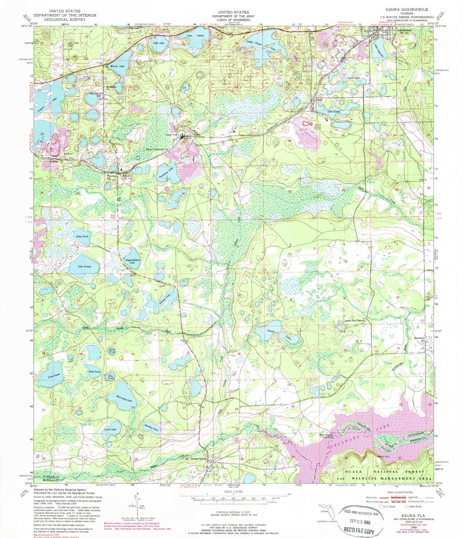Classic USGS Keuka Florida 7.5'x7.5' Topo Map Image