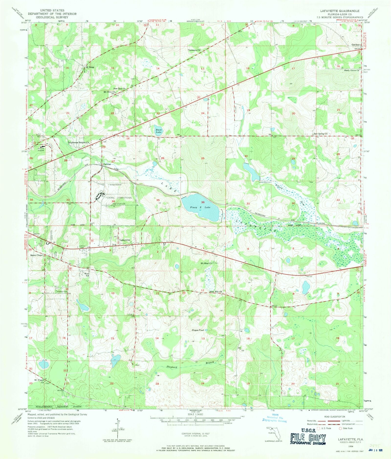 Classic USGS Lafayette Florida 7.5’x7.5’ Topo Map – MyTopo Map Store