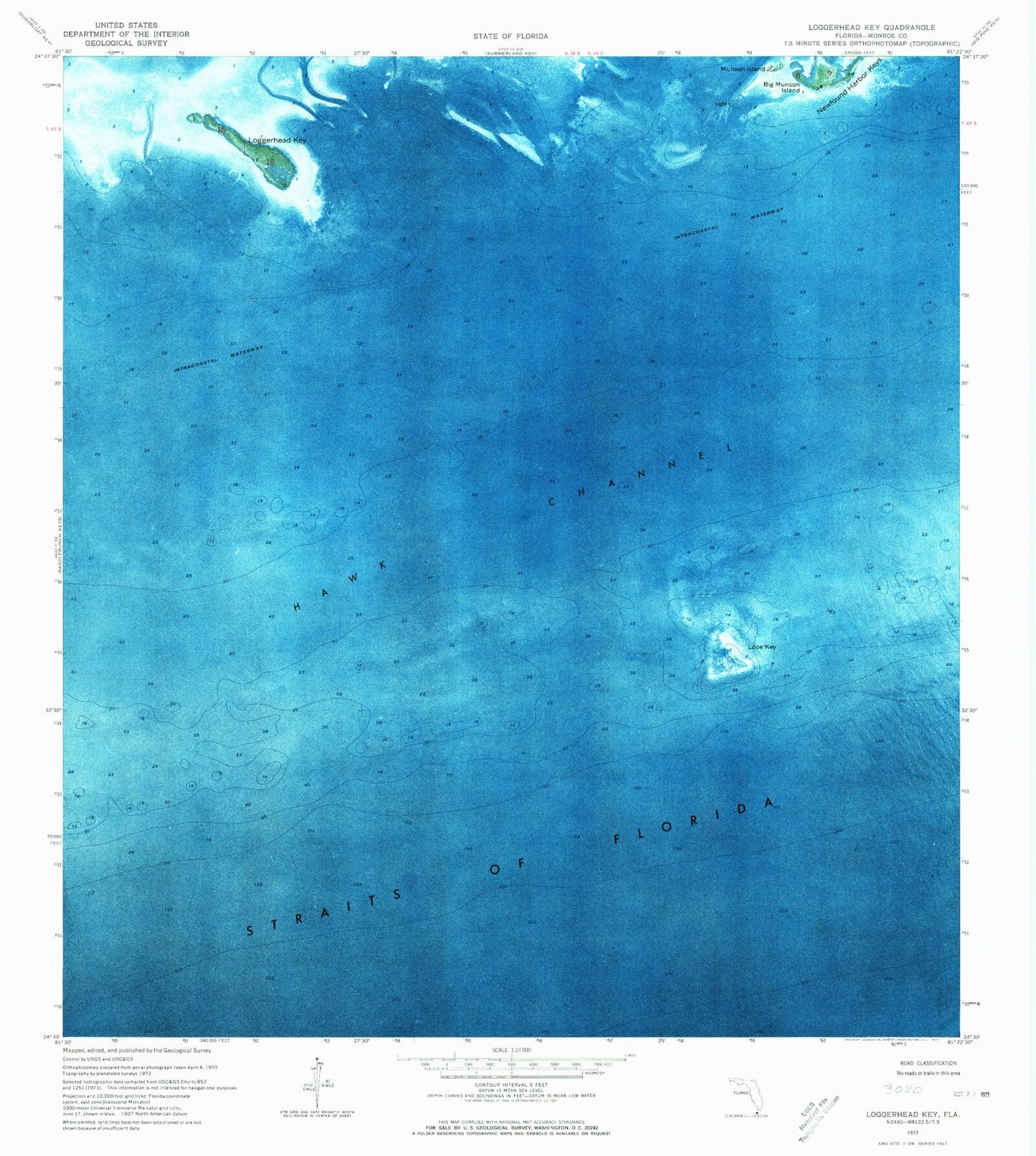 Classic USGS Key Lois Florida 7.5'x7.5' Topo Map Image