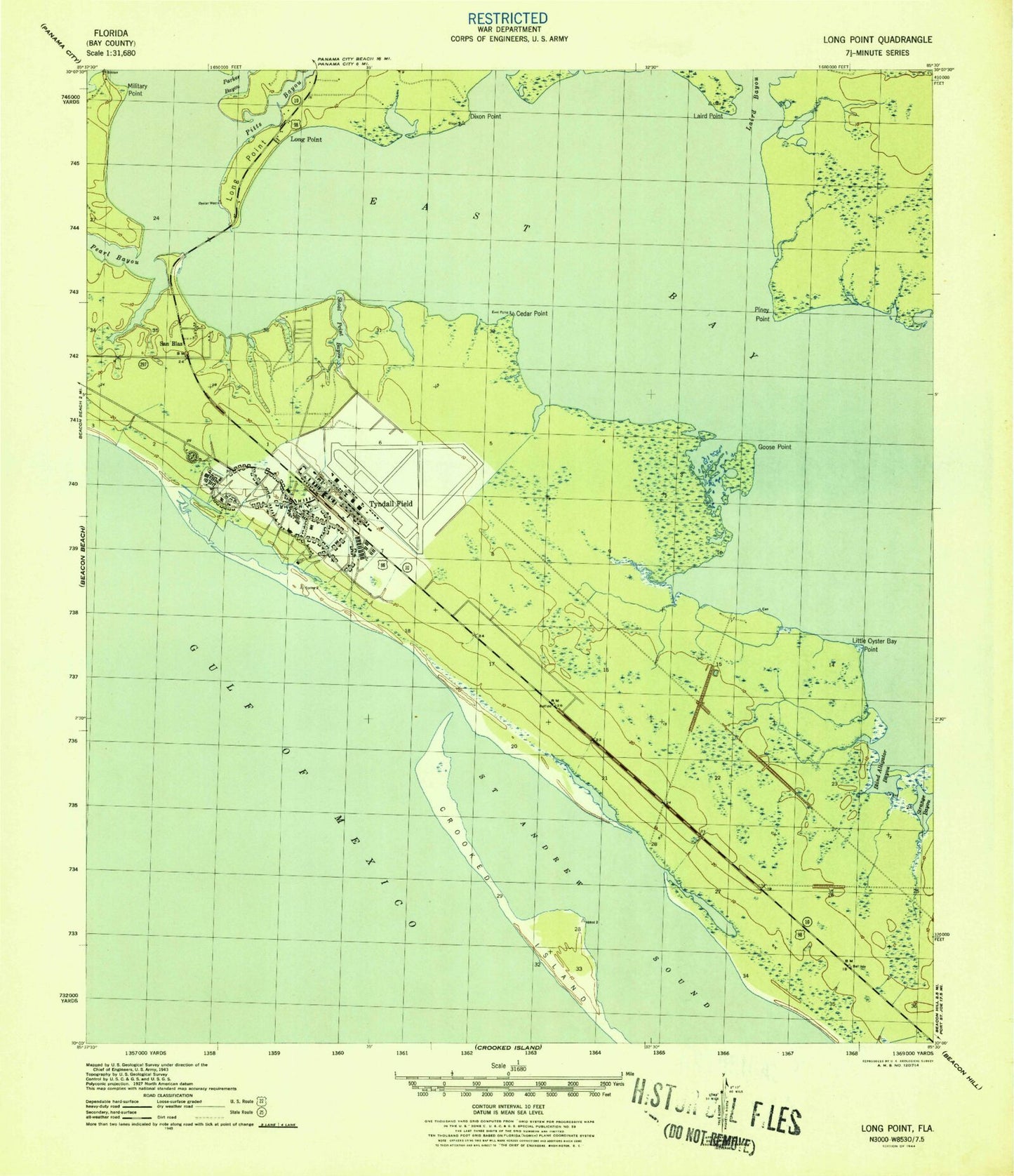 Classic USGS Long Point Florida 7.5'x7.5' Topo Map Image