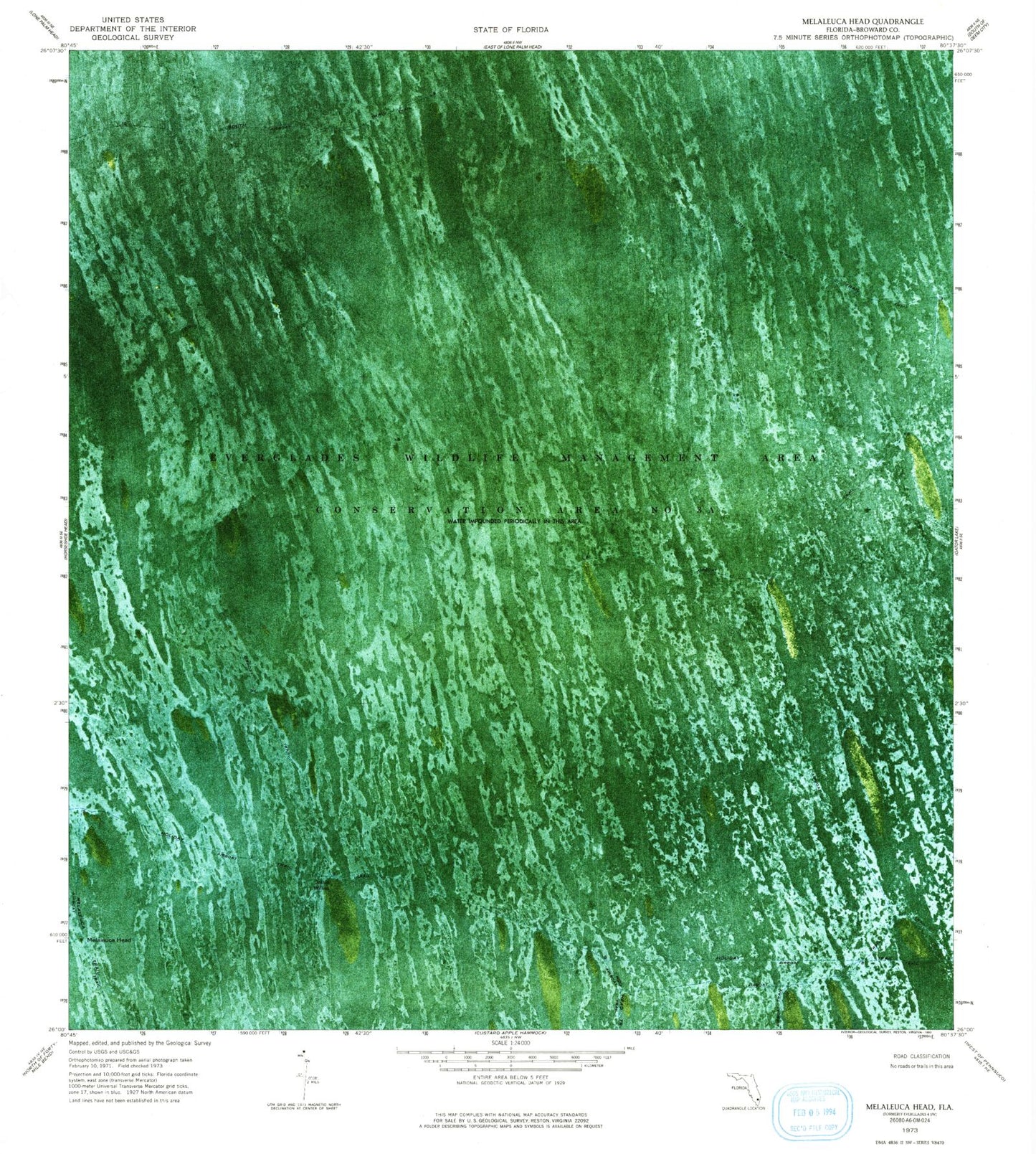 Classic USGS Melaleuca Head Florida 7.5'x7.5' Topo Map Image