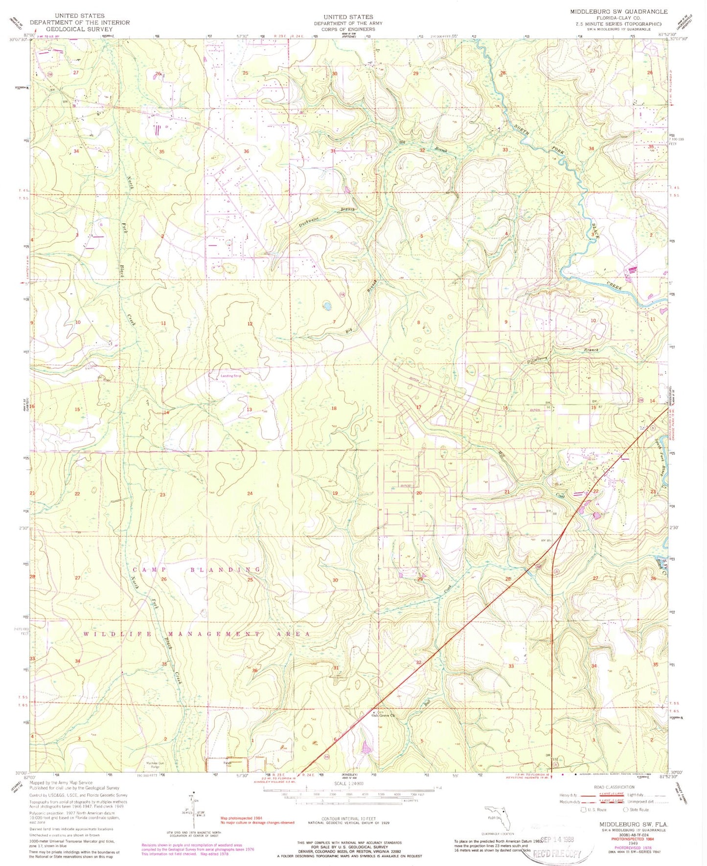 Classic USGS Middleburg SW Florida 7.5'x7.5' Topo Map Image