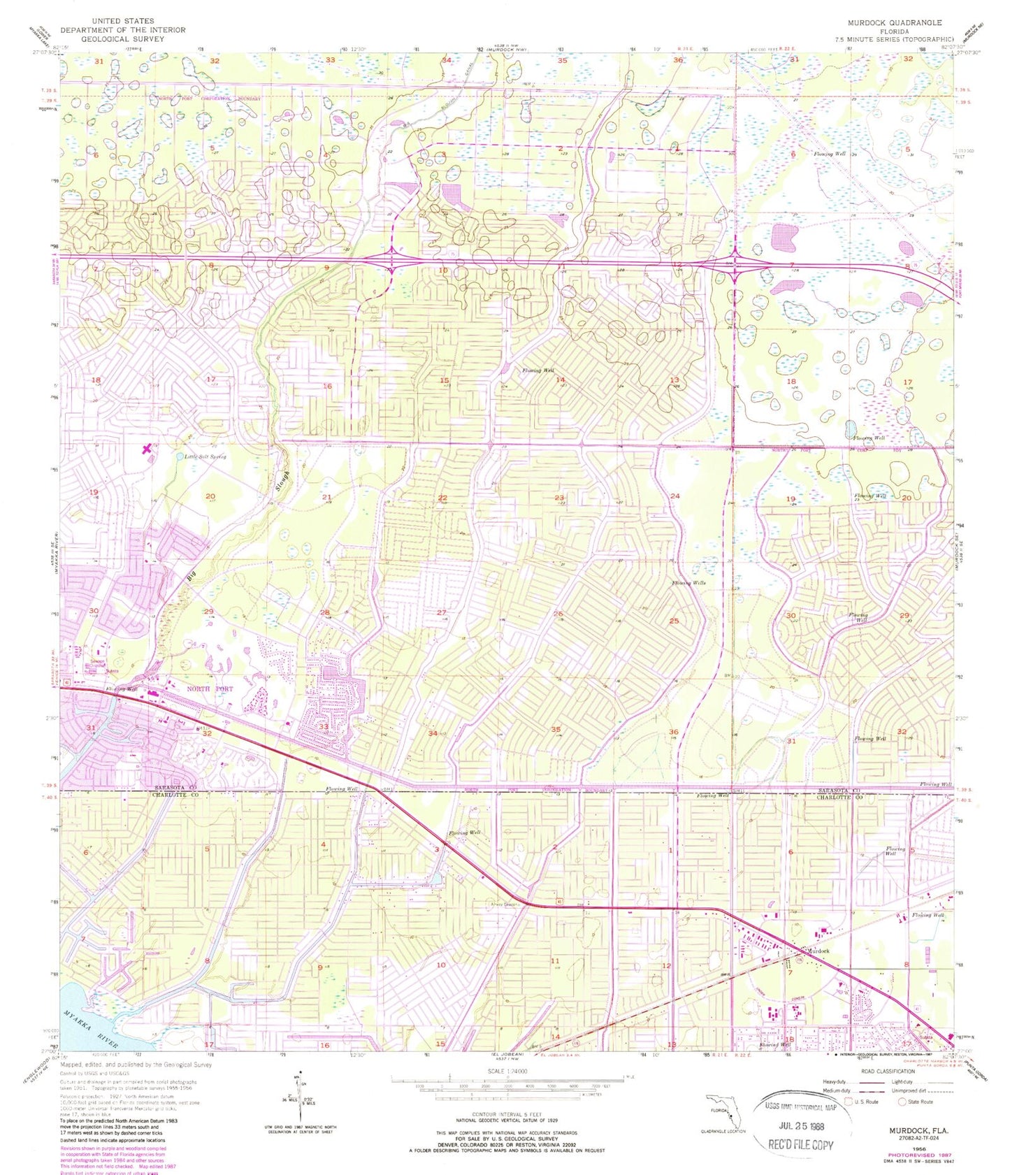 Classic USGS Murdock Florida 7.5'x7.5' Topo Map Image