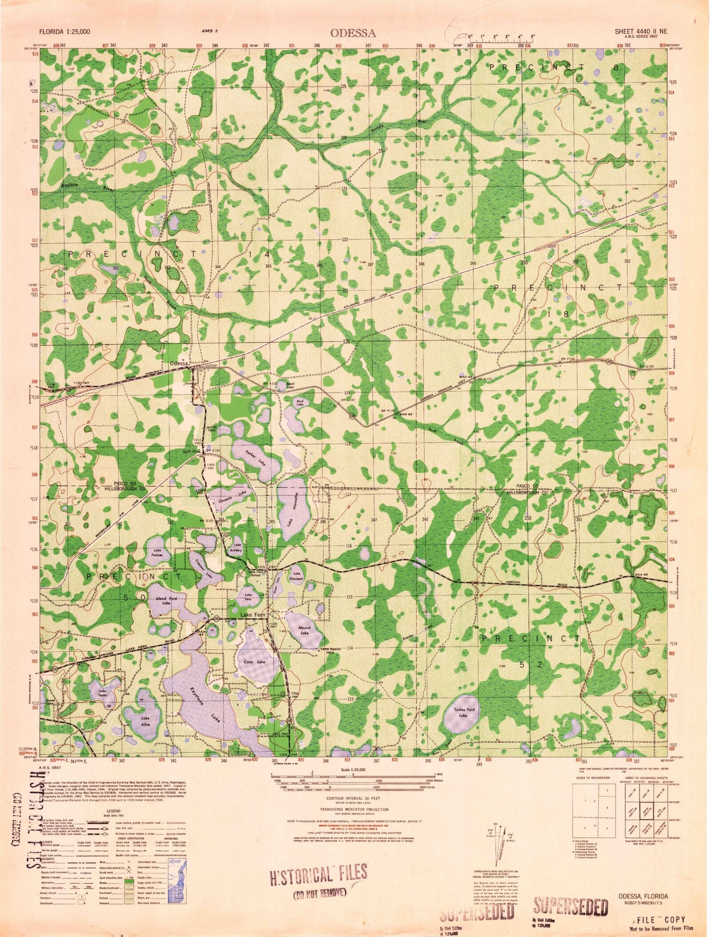 Classic USGS Odessa Florida 7.5'x7.5' Topo Map Image