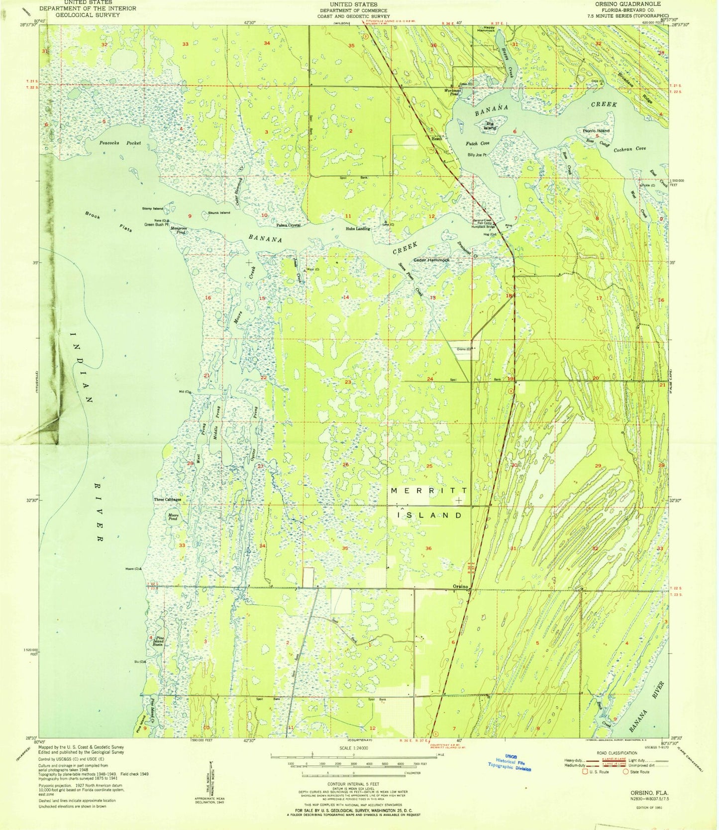 Classic USGS Orsino Florida 7.5'x7.5' Topo Map Image