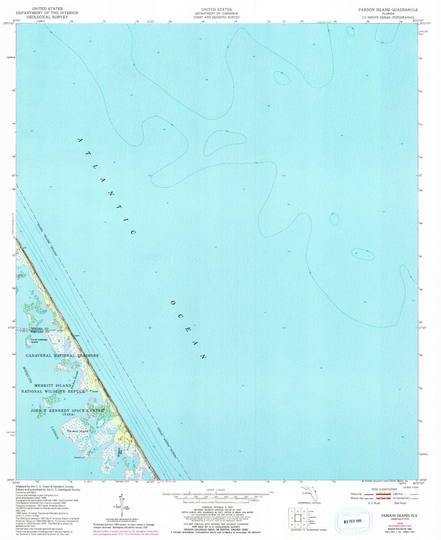 Classic USGS Pardon Island Florida 7.5'x7.5' Topo Map Image