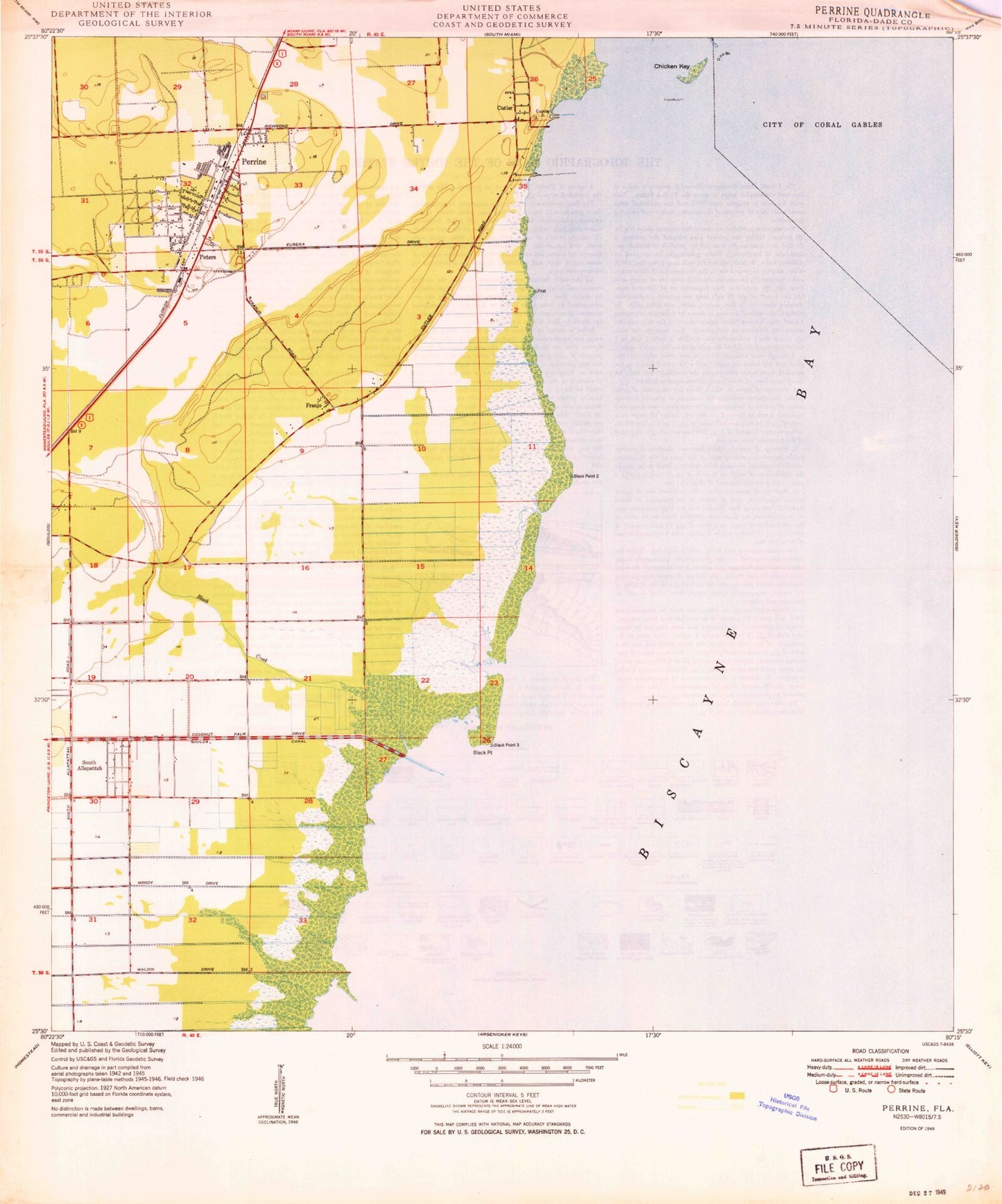 Classic USGS Perrine Florida 7.5'x7.5' Topo Map Image