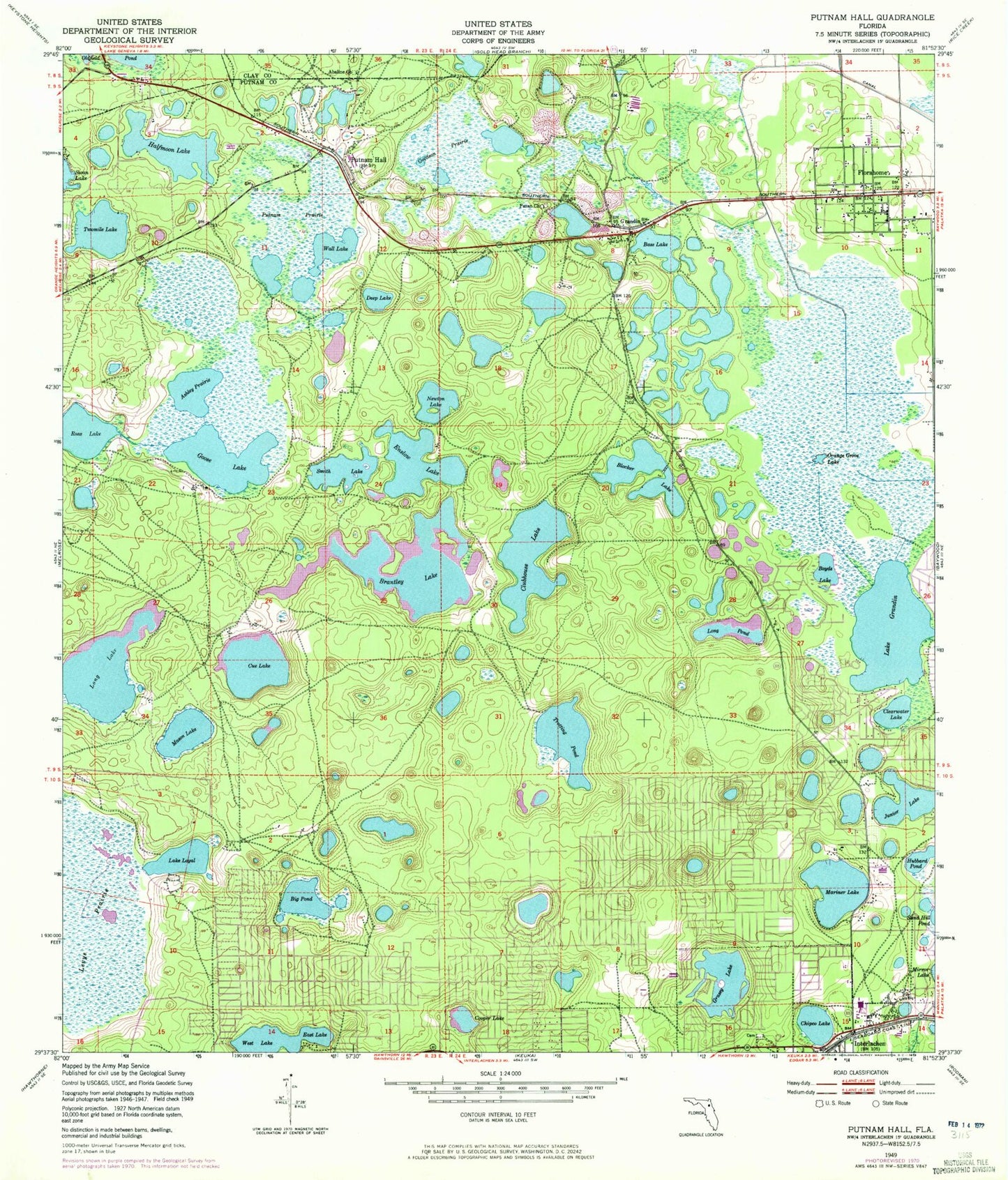 Classic USGS Putnam Hall Florida 7.5'x7.5' Topo Map Image