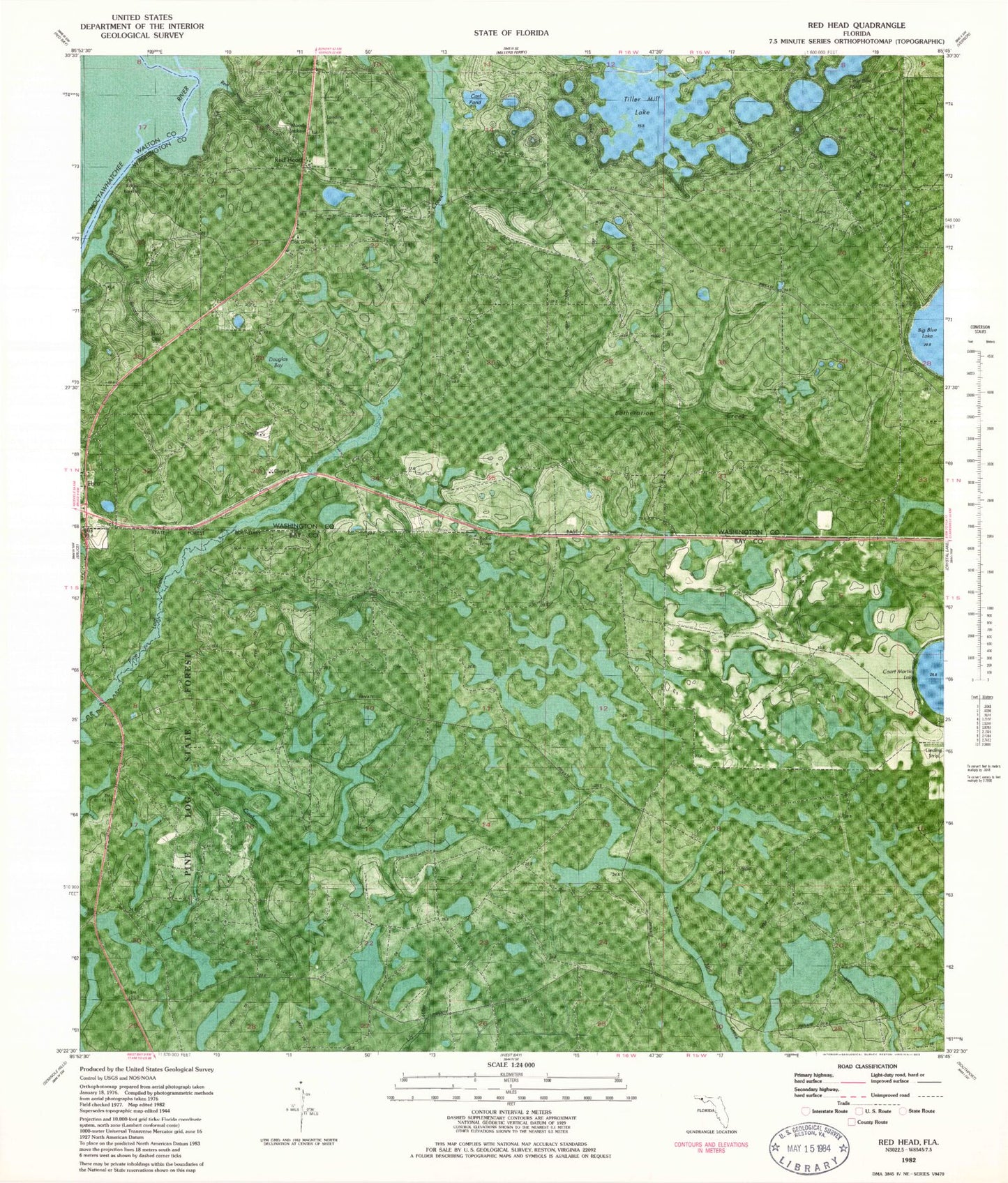 Classic USGS Red Head Florida 7.5'x7.5' Topo Map Image
