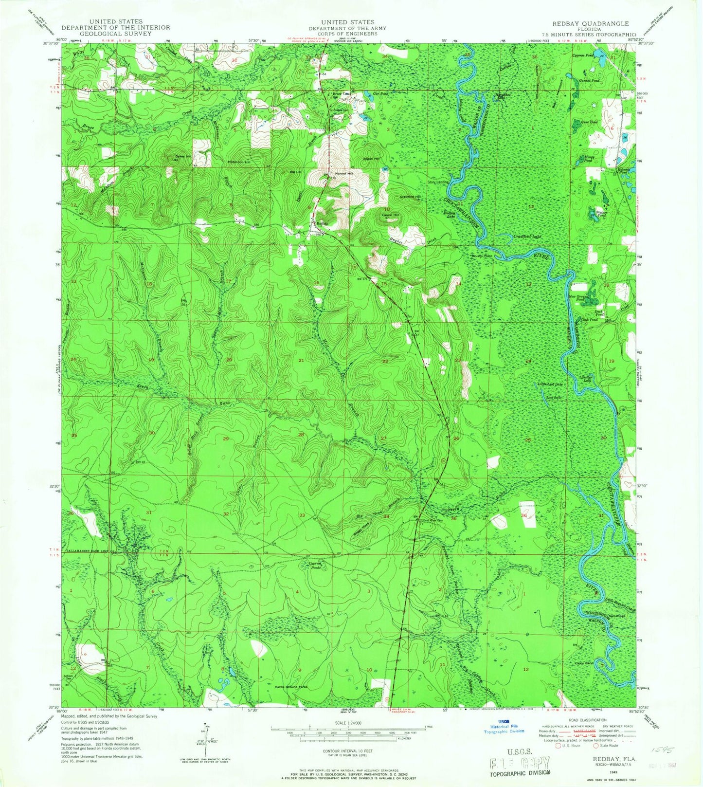 Classic USGS Redbay Florida 7.5'x7.5' Topo Map Image