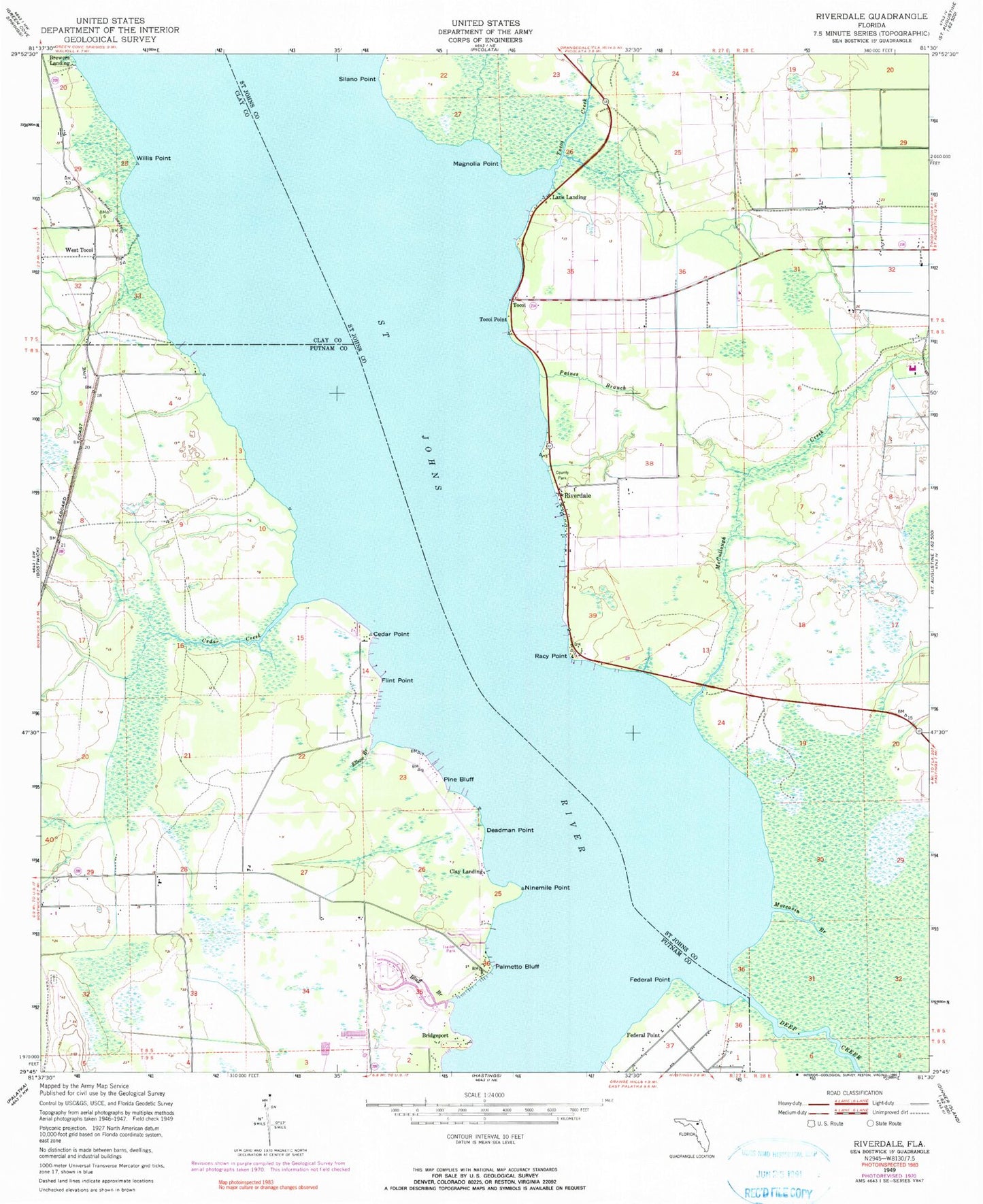 Classic USGS Riverdale Florida 7.5'x7.5' Topo Map Image