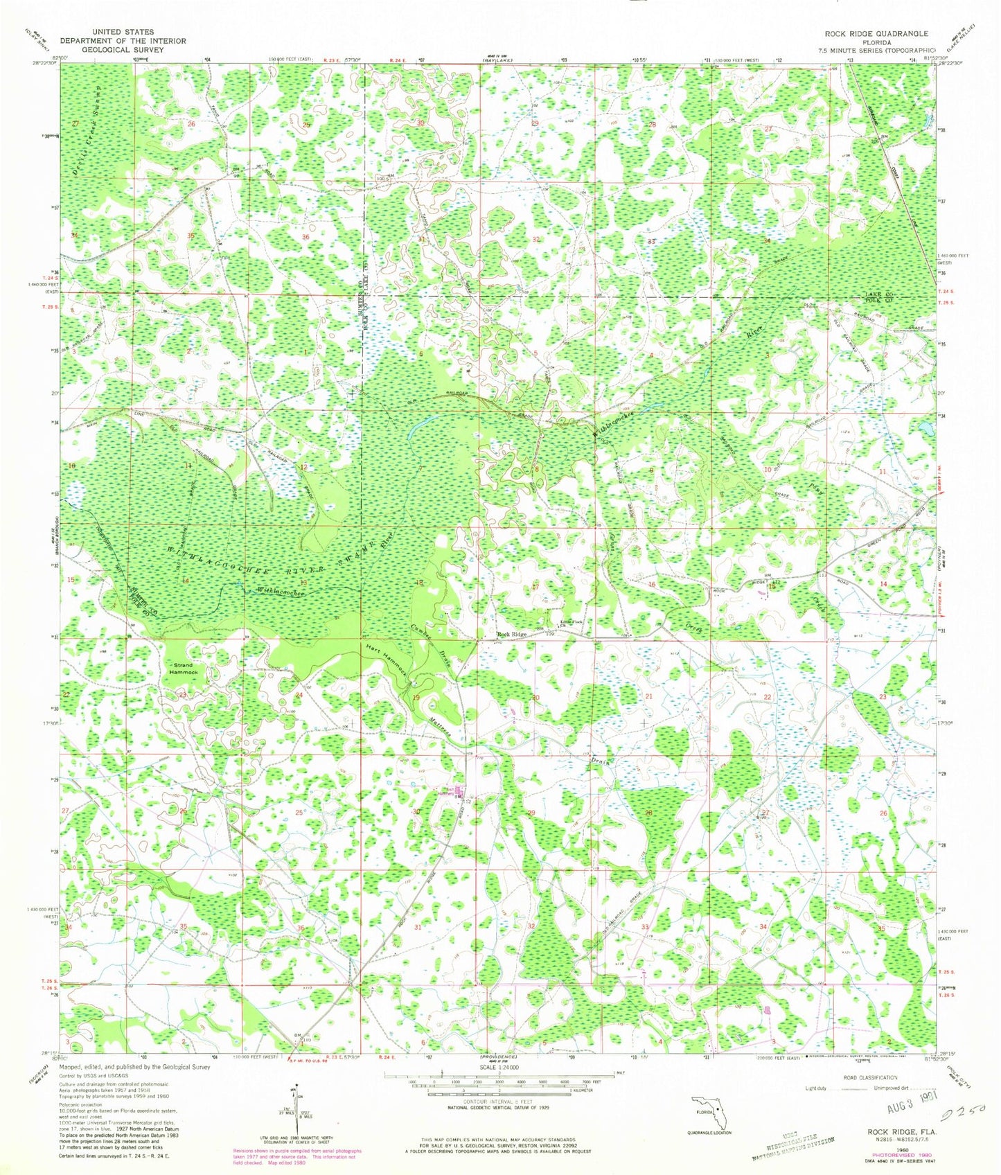 Classic USGS Rock Ridge Florida 7.5'x7.5' Topo Map Image