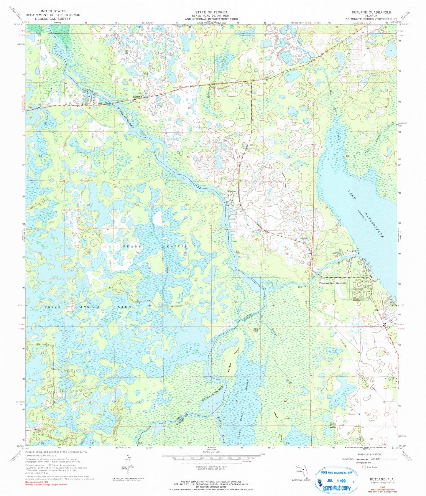 Classic USGS Rutland Florida 7.5'x7.5' Topo Map Image