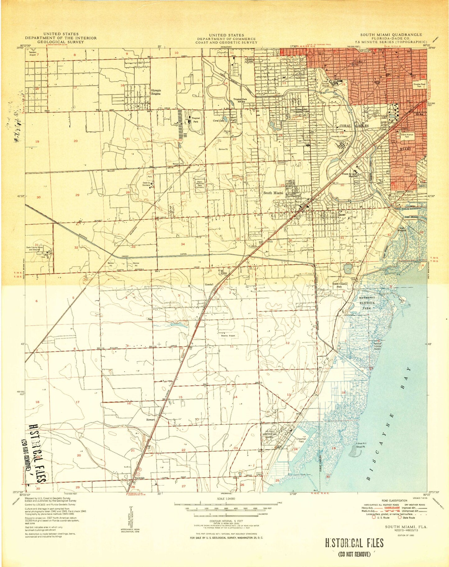 Classic USGS South Miami Florida 7.5'x7.5' Topo Map Image