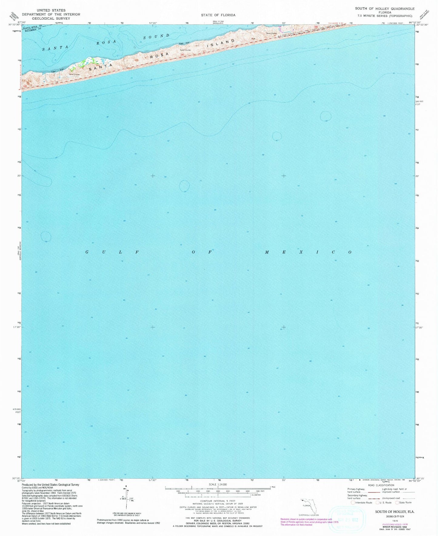 Classic USGS South of Holley Florida 7.5'x7.5' Topo Map Image