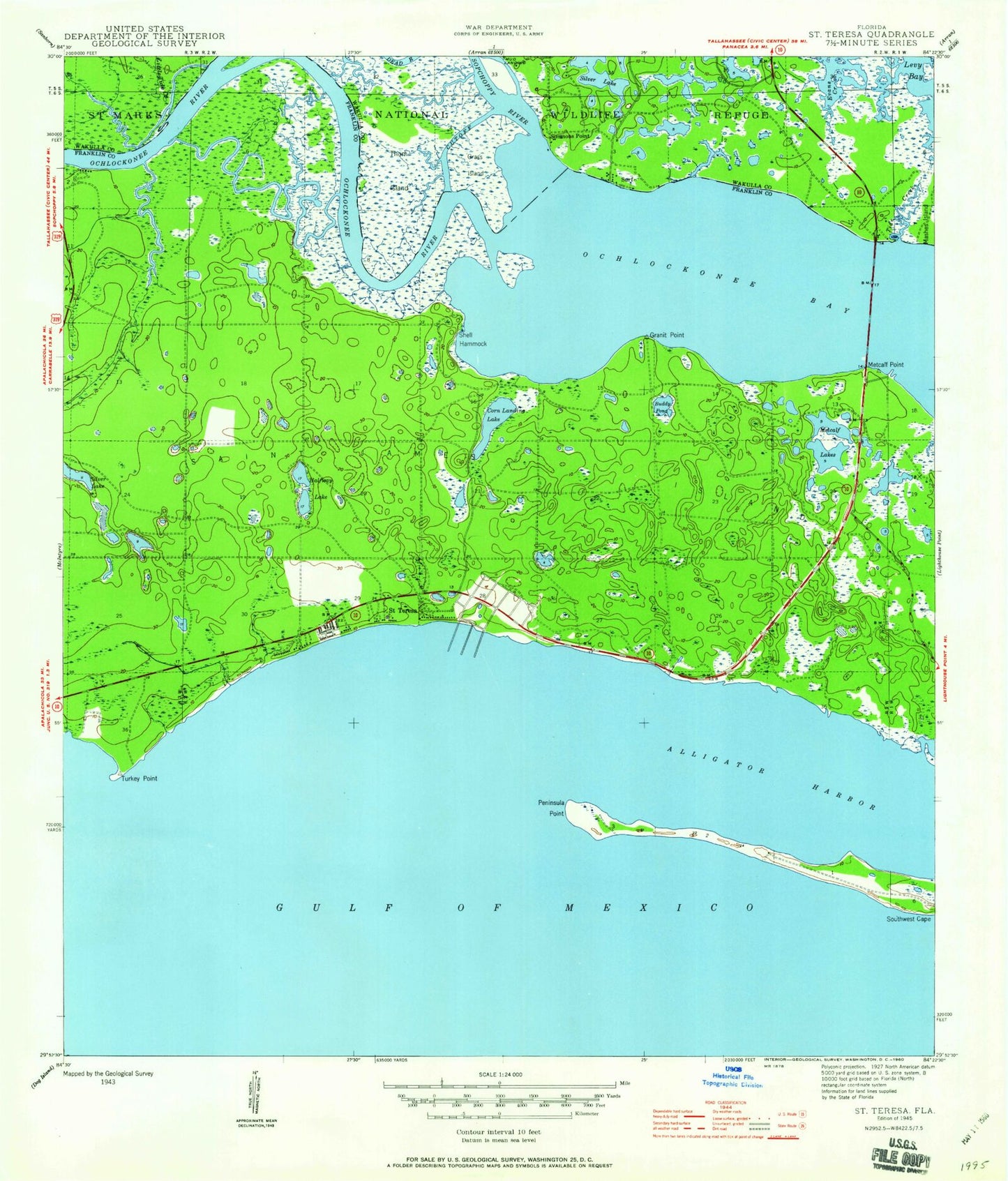 Classic USGS Saint Teresa Florida 7.5'x7.5' Topo Map Image