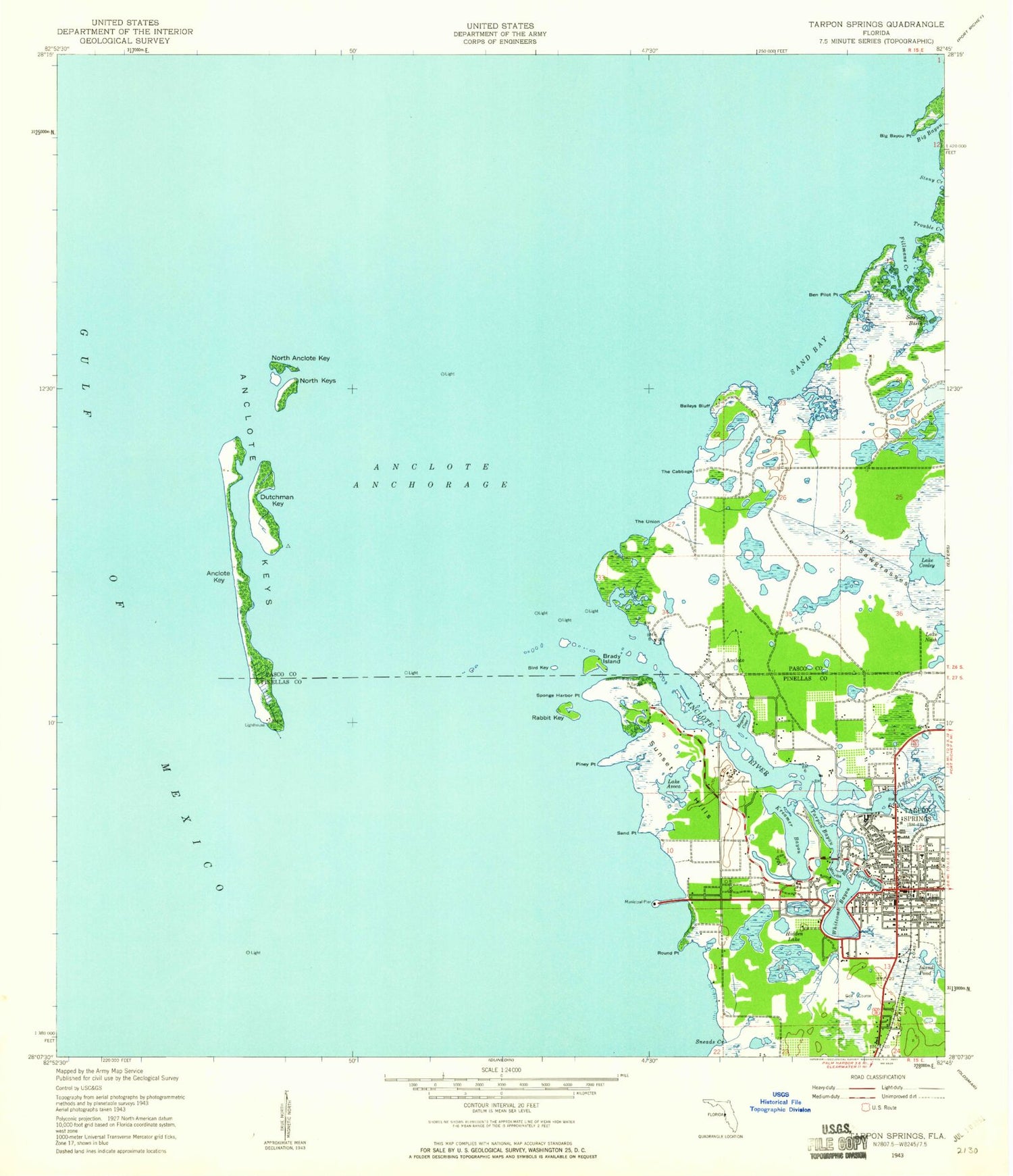 Classic USGS Tarpon Springs Florida 7.5'x7.5' Topo Map Image