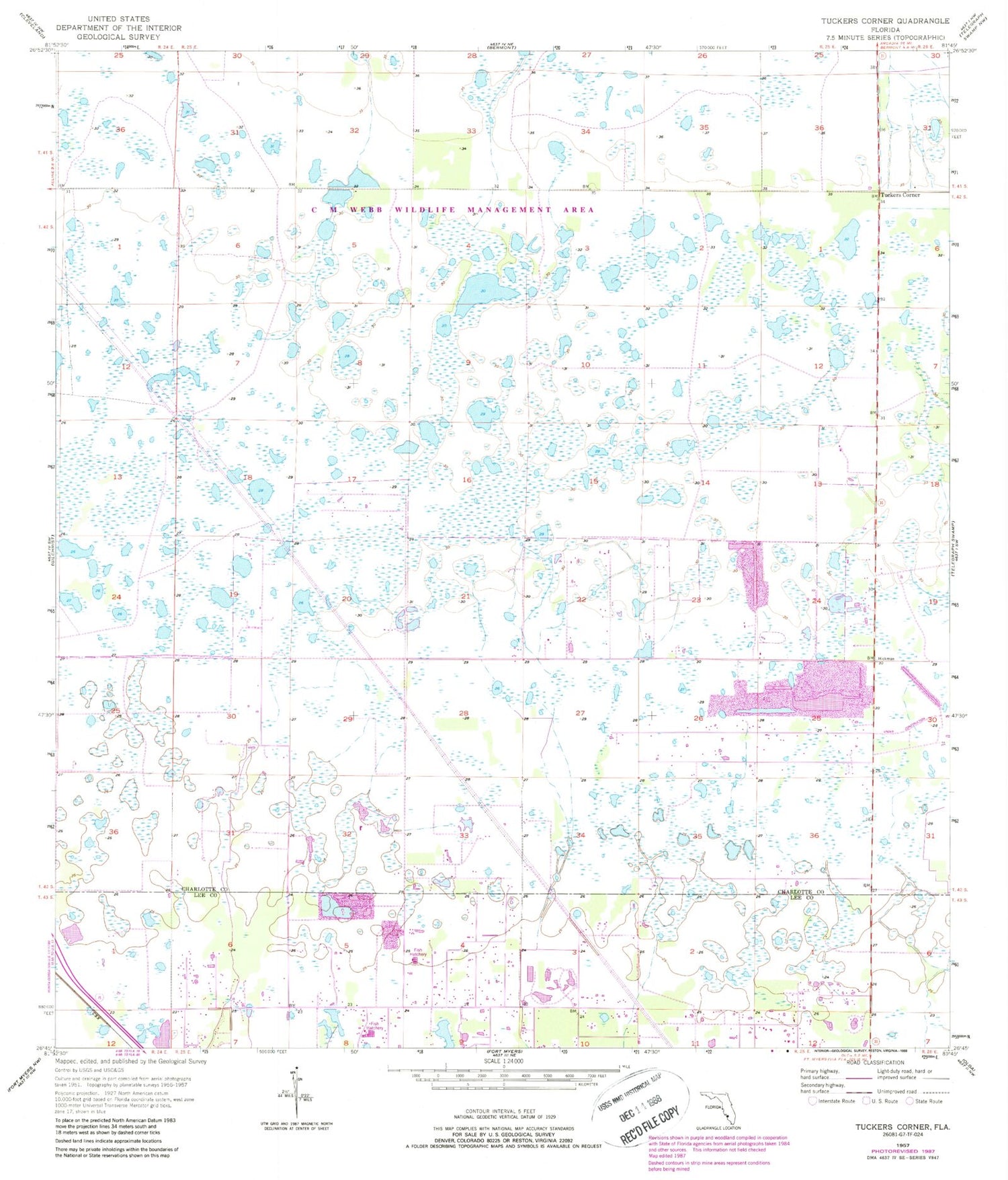 Classic USGS Tuckers Corner Florida 7.5'x7.5' Topo Map Image