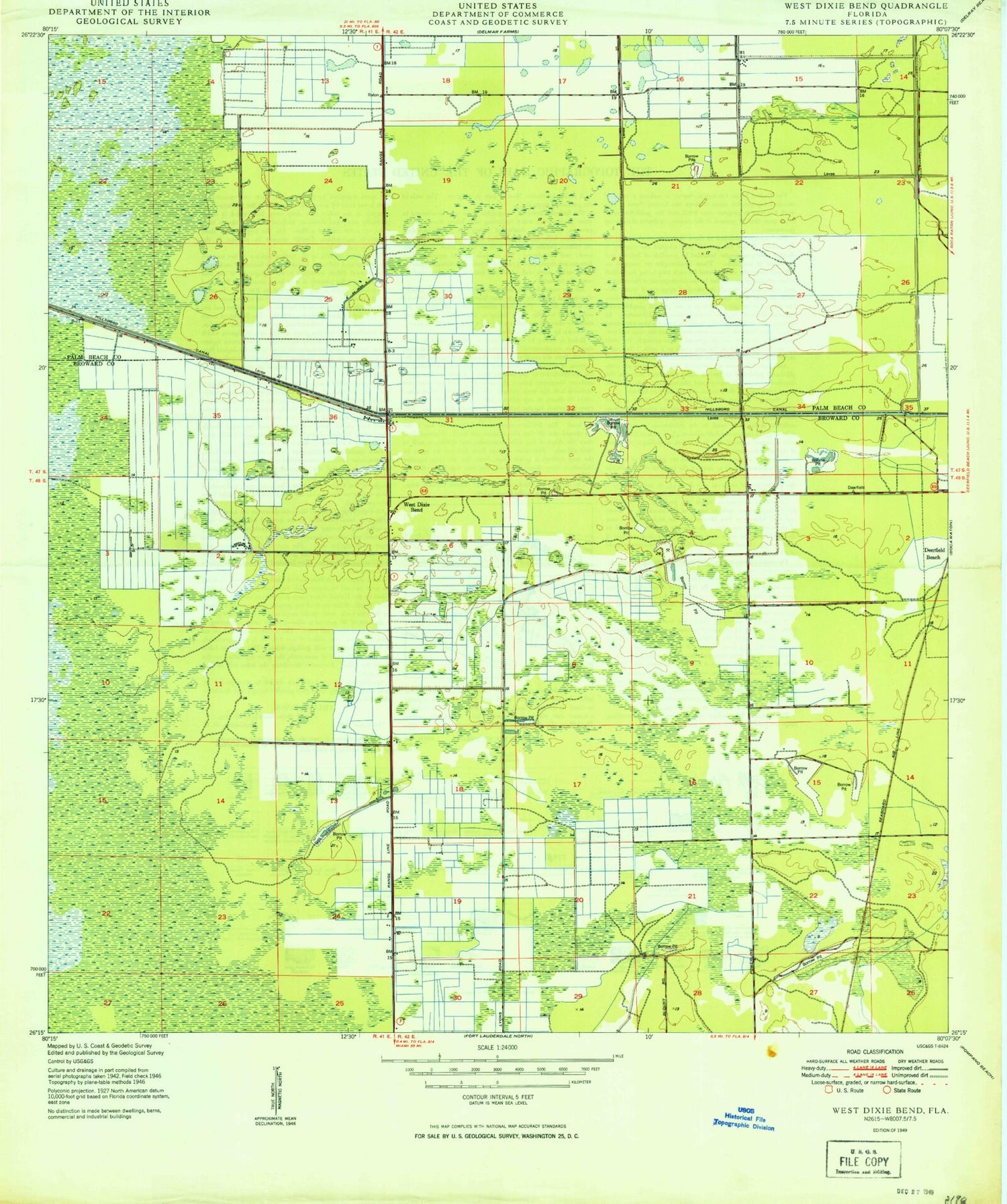 Classic USGS West Dixie Bend Florida 7.5'x7.5' Topo Map Image