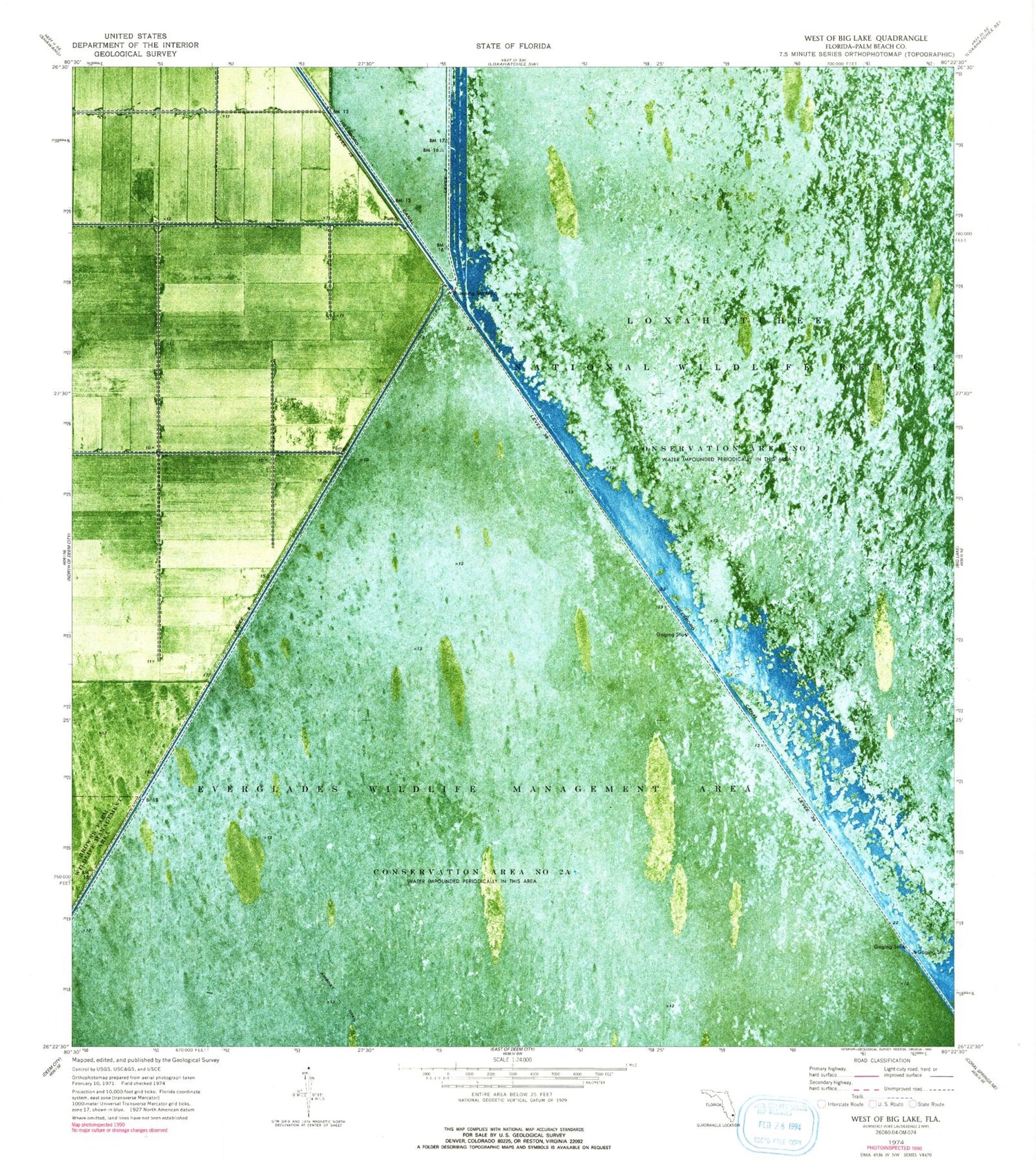 Classic USGS West of Big Lake Florida 7.5'x7.5' Topo Map Image