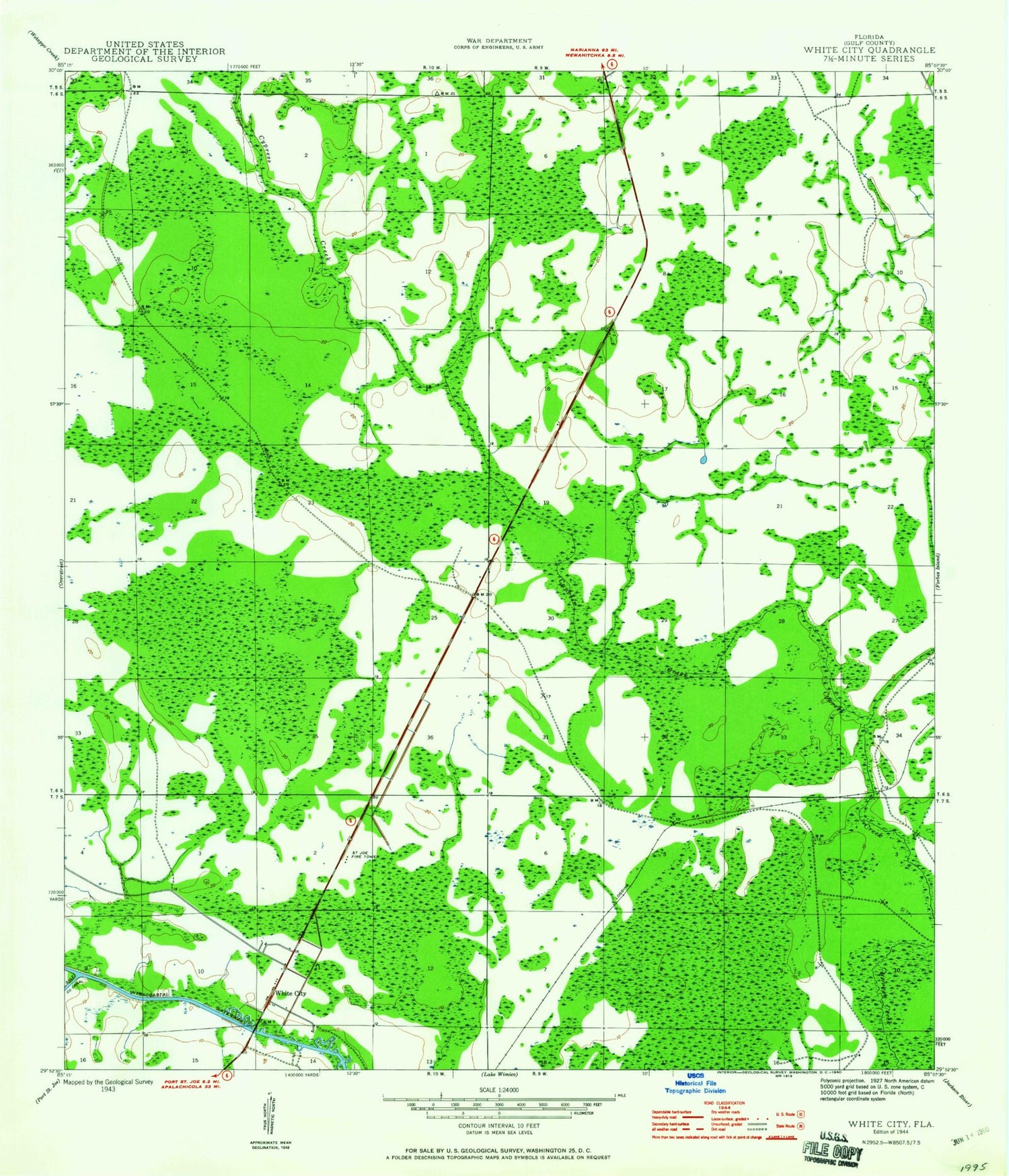 Classic USGS White City Florida 7.5'x7.5' Topo Map Image