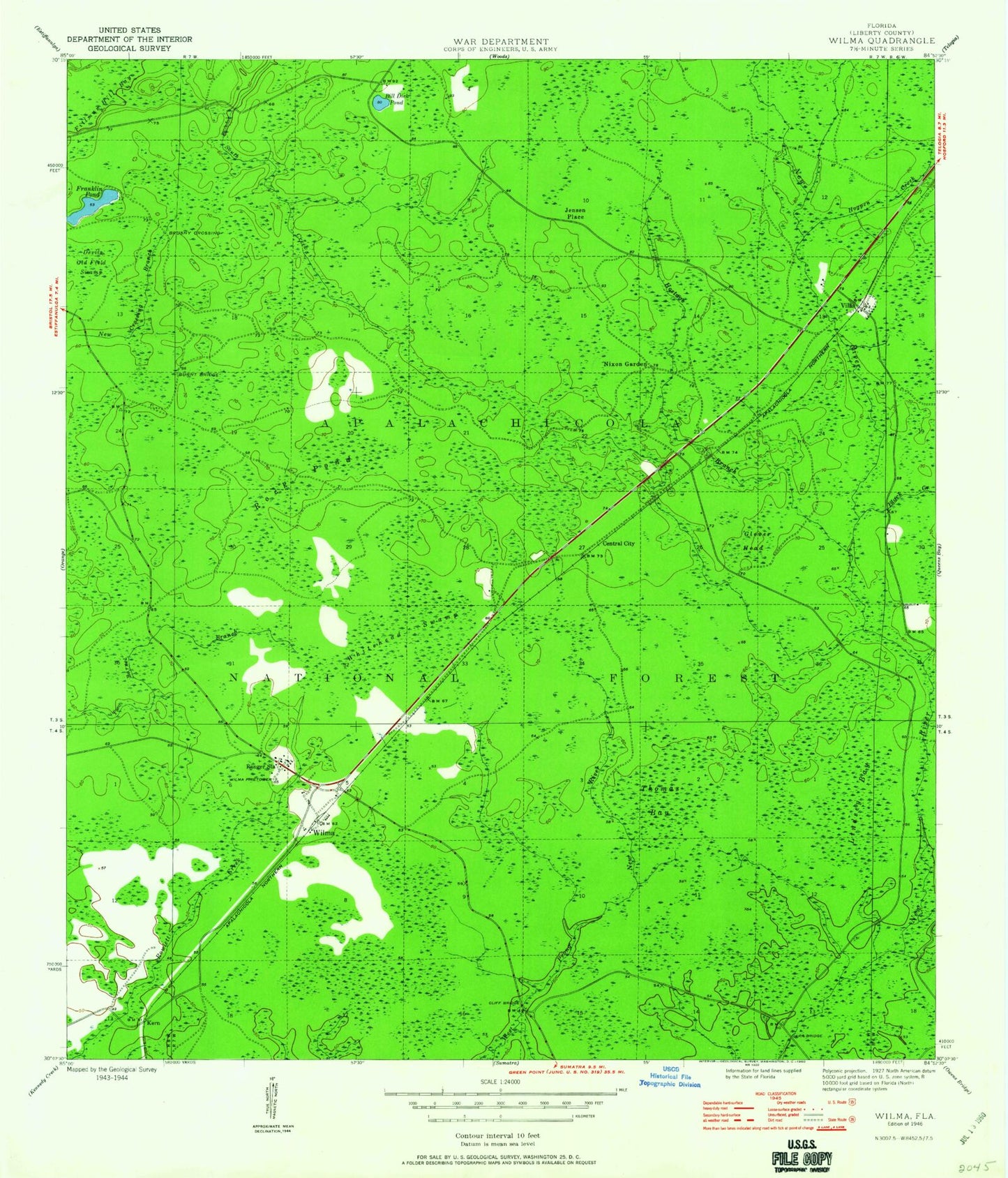 Classic USGS Wilma Florida 7.5'x7.5' Topo Map Image