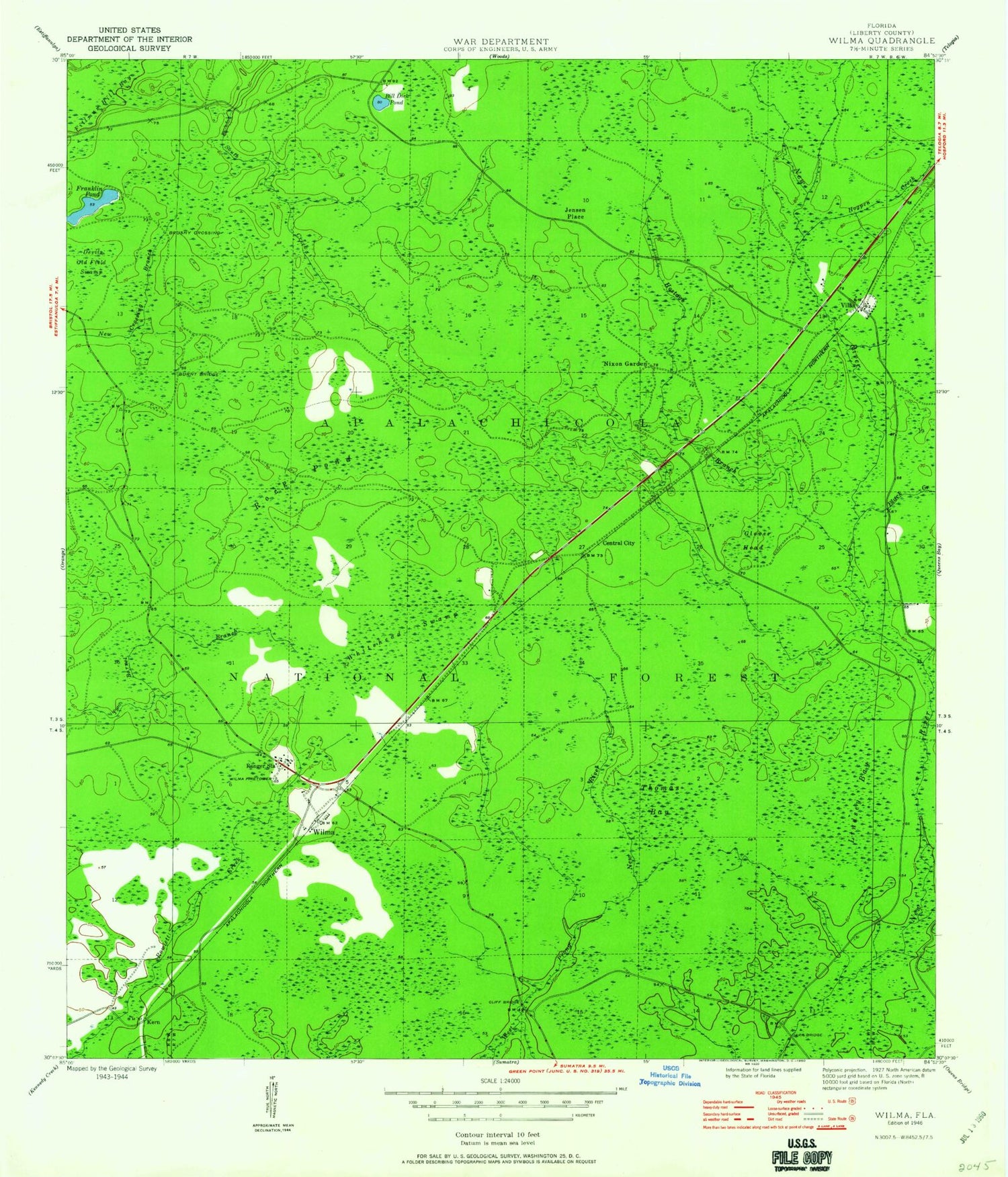 Classic USGS Wilma Florida 7.5'x7.5' Topo Map Image