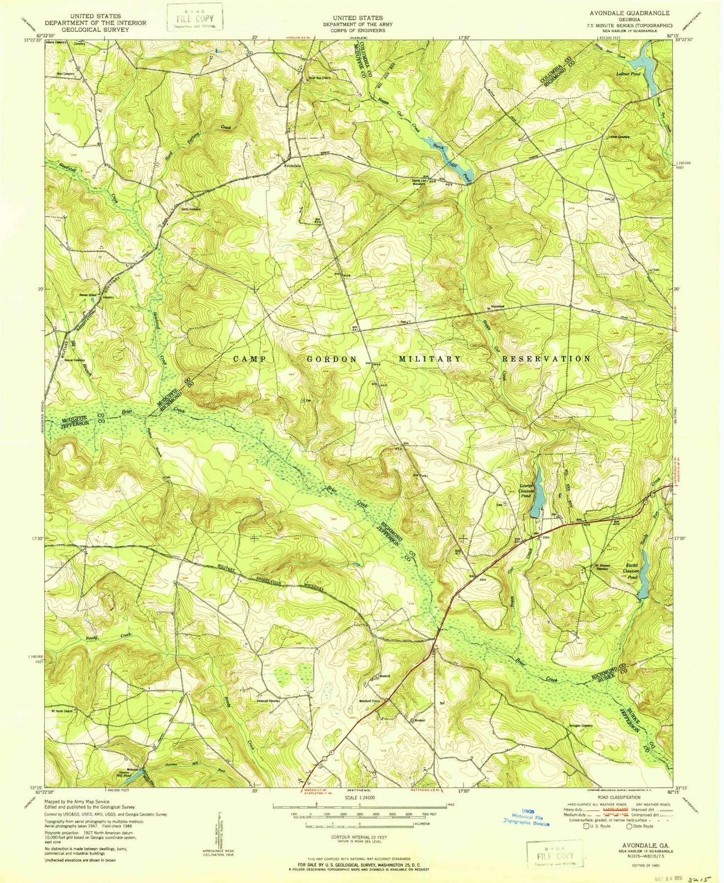 Classic USGS Avondale Georgia 7.5'x7.5' Topo Map Image