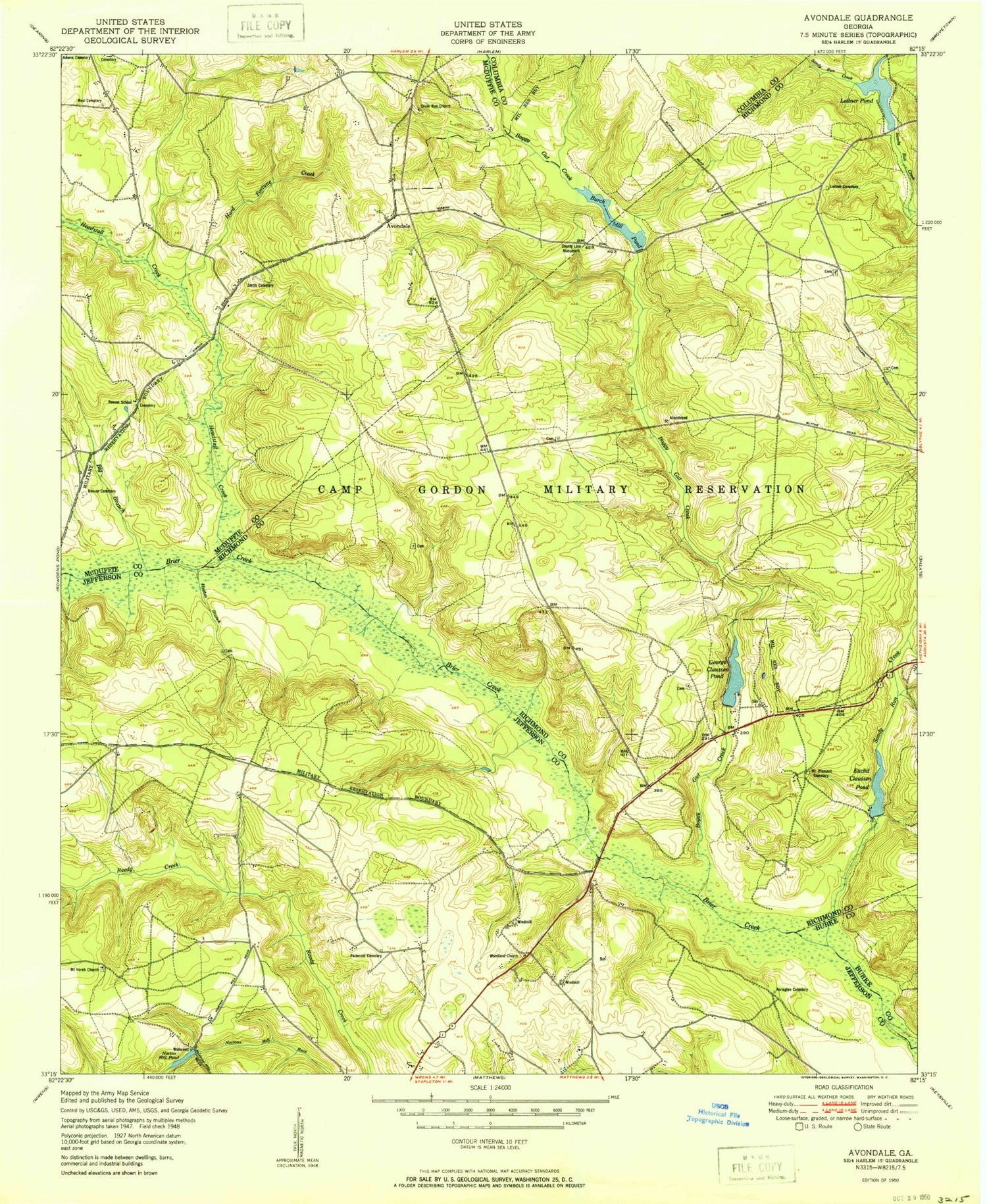 Classic USGS Avondale Georgia 7.5'x7.5' Topo Map Image