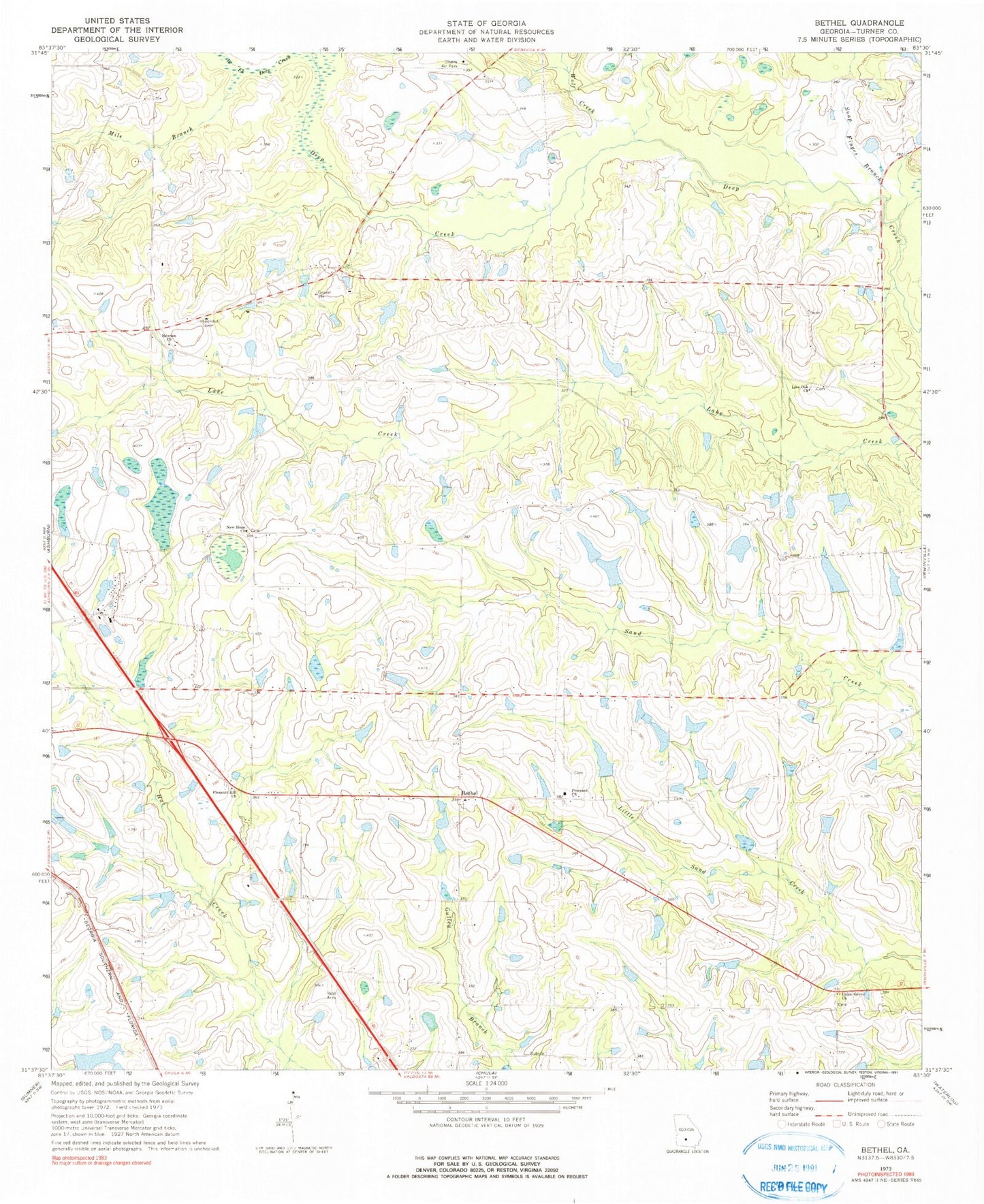 Classic USGS Bethel Georgia 7.5'x7.5' Topo Map Image