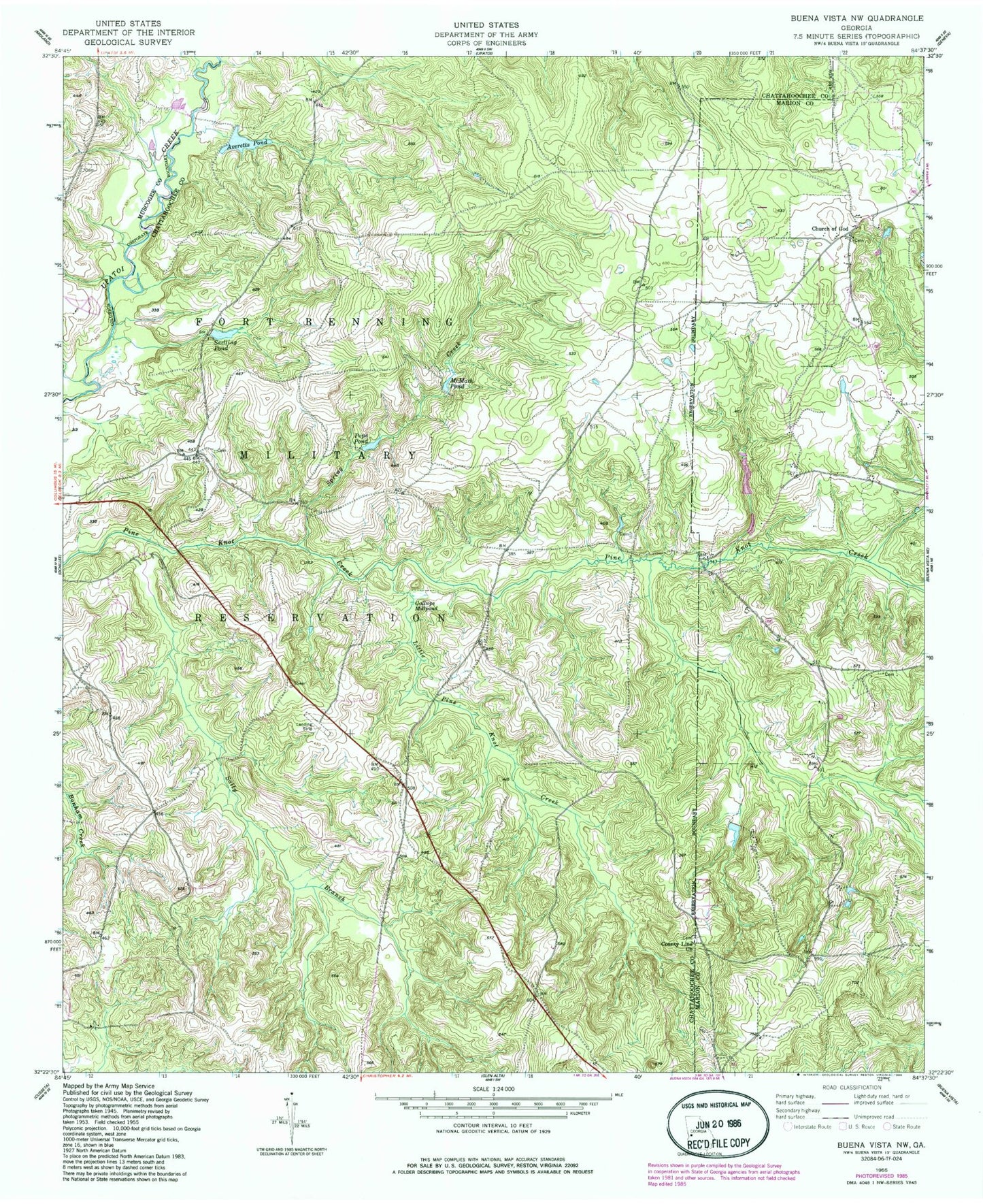 Classic USGS Buena Vista NW Georgia 7.5'x7.5' Topo Map Image
