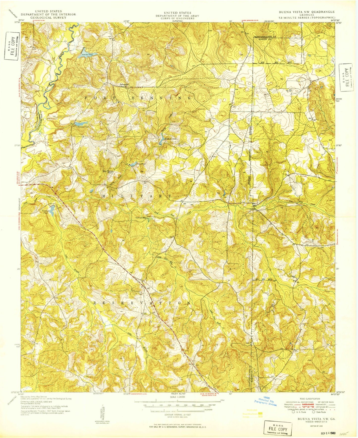 Classic USGS Buena Vista NW Georgia 7.5'x7.5' Topo Map Image