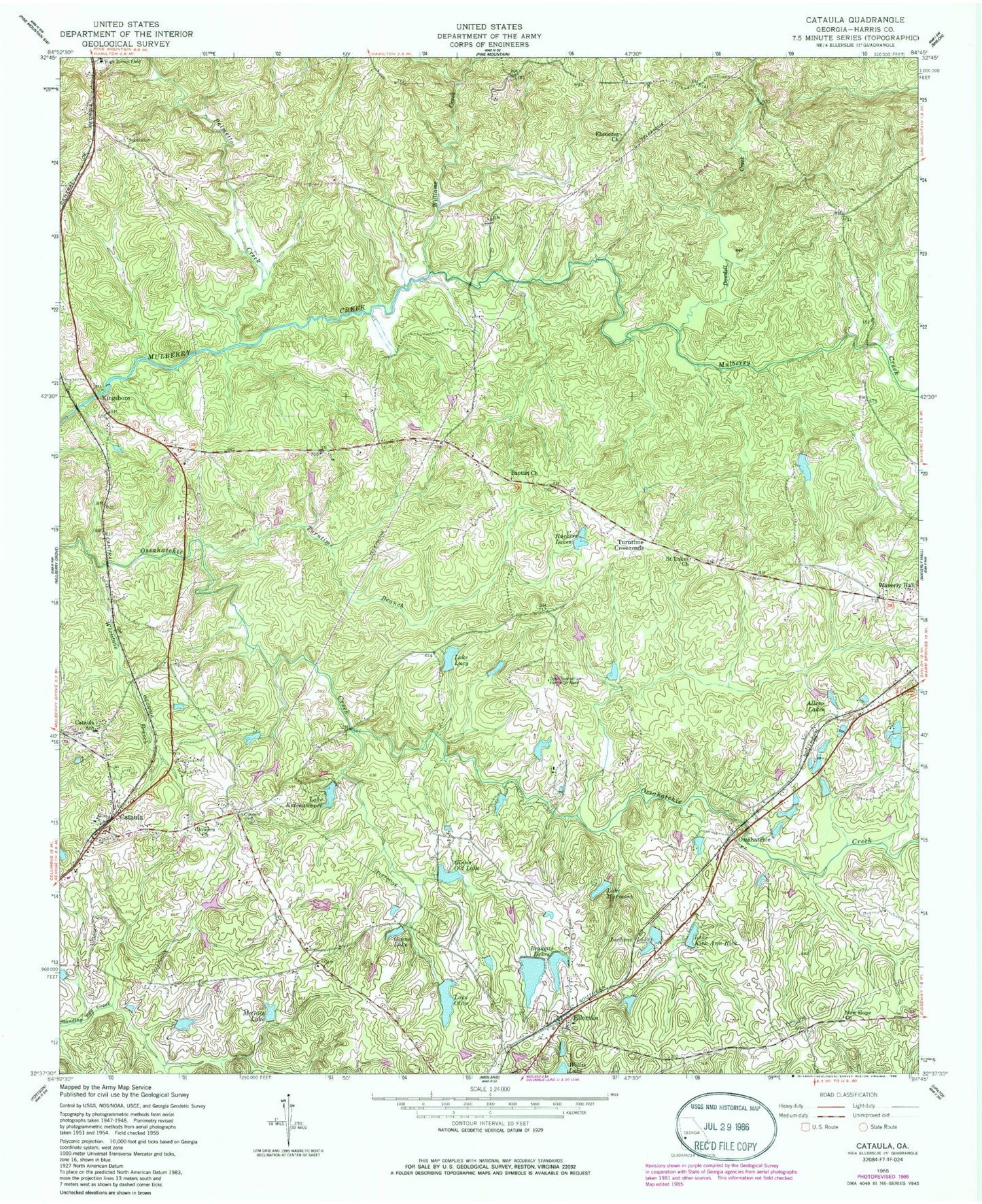 Classic USGS Cataula Georgia 7.5'x7.5' Topo Map Image