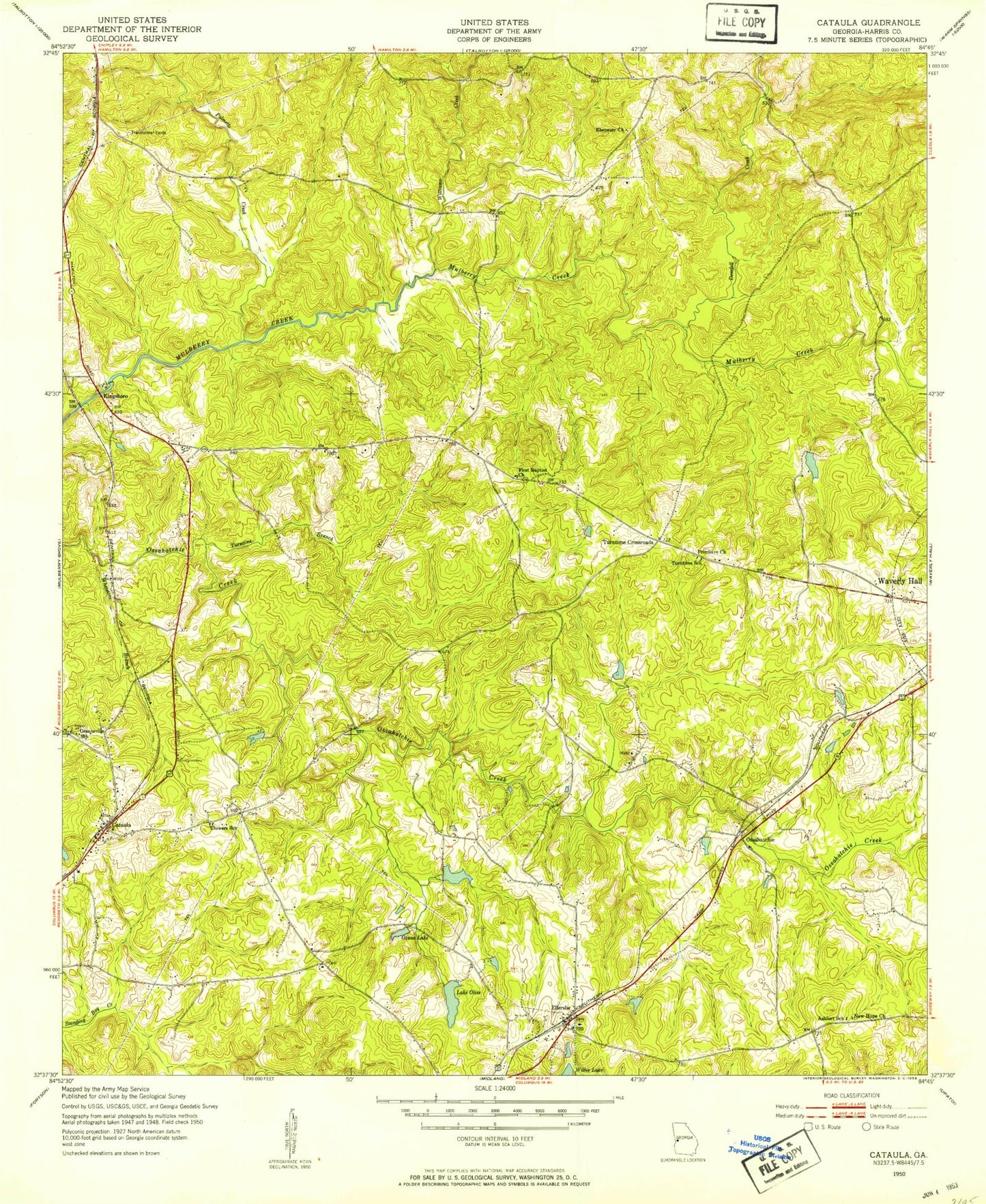 Classic USGS Cataula Georgia 7.5'x7.5' Topo Map Image