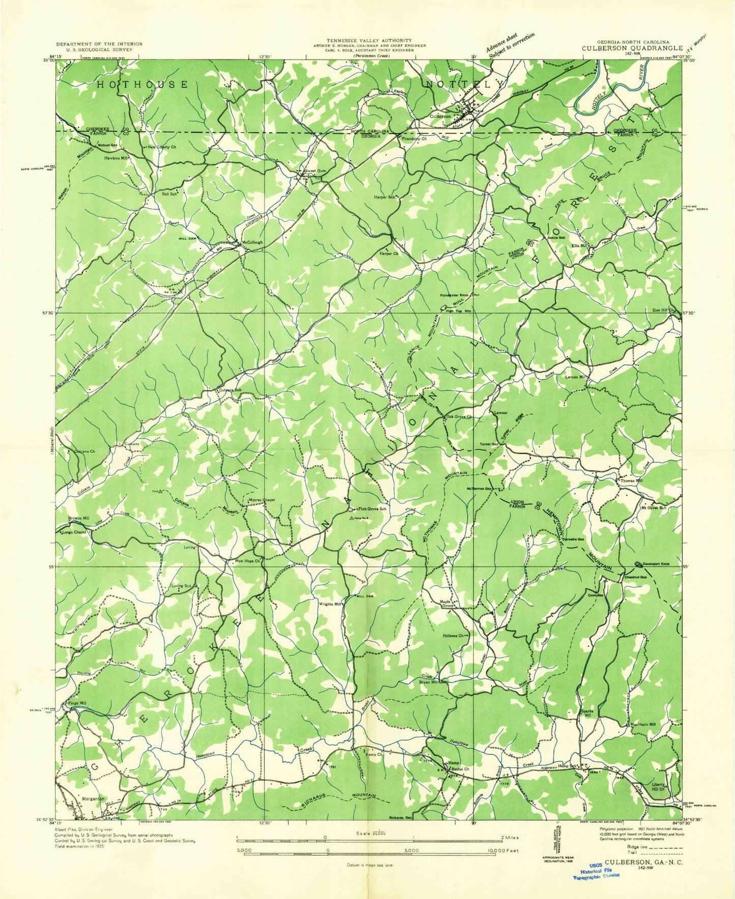 Classic USGS Culberson North Carolina 7.5'x7.5' Topo Map Image