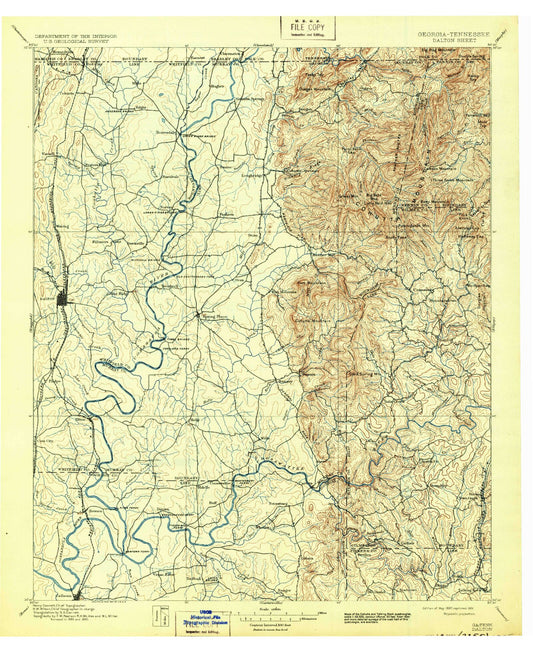 Historic 1897 Dalton Georgia 30'x30' Topo Map Image