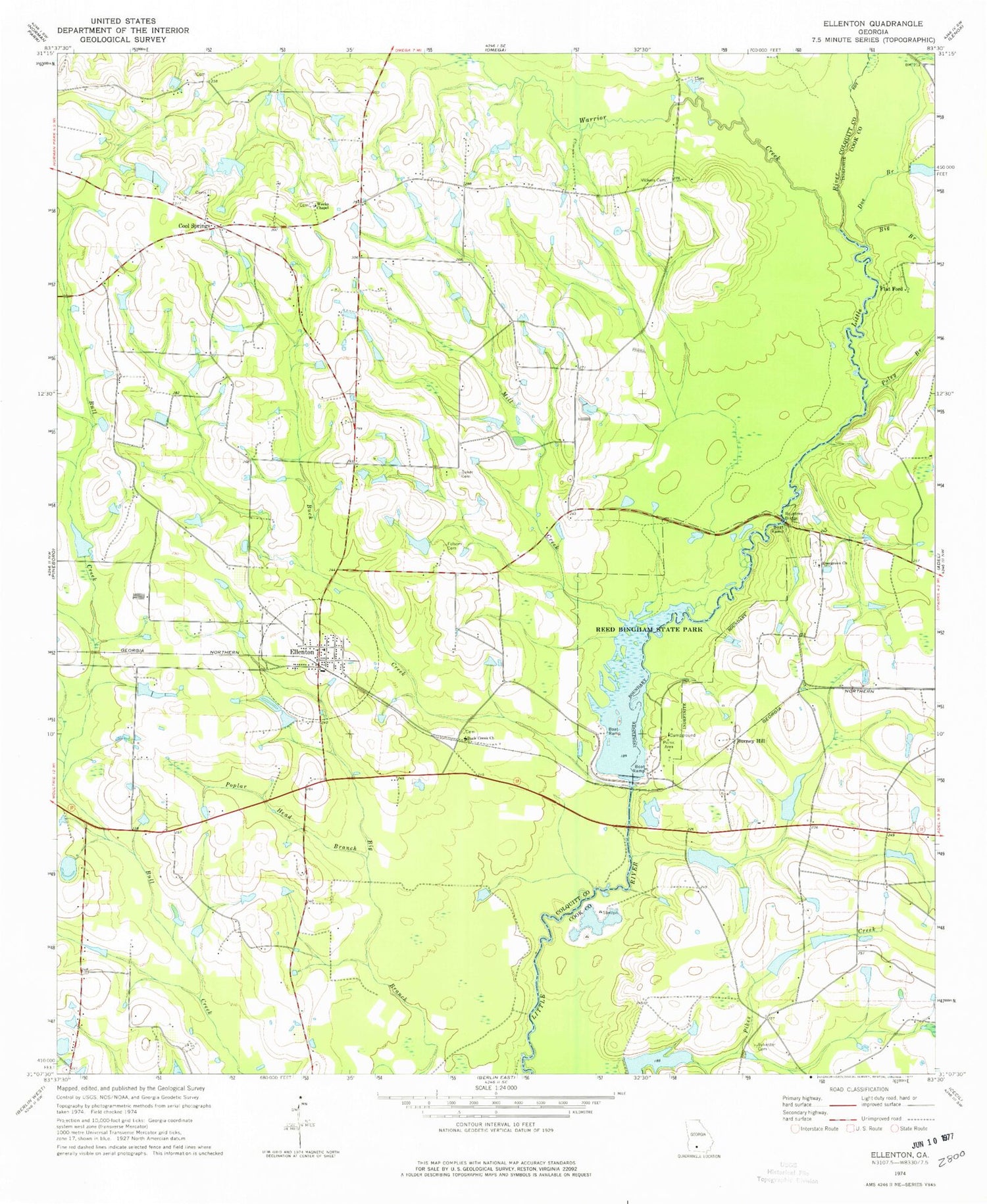 Classic USGS Ellenton Georgia 7.5'x7.5' Topo Map Image