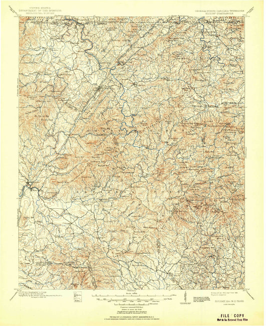 Historic 1911 Ellijay Georgia 30'x30' Topo Map Image