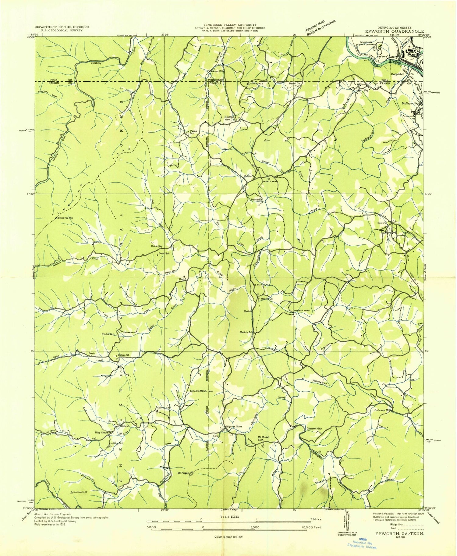 Classic USGS Epworth Georgia 7.5'x7.5' Topo Map Image
